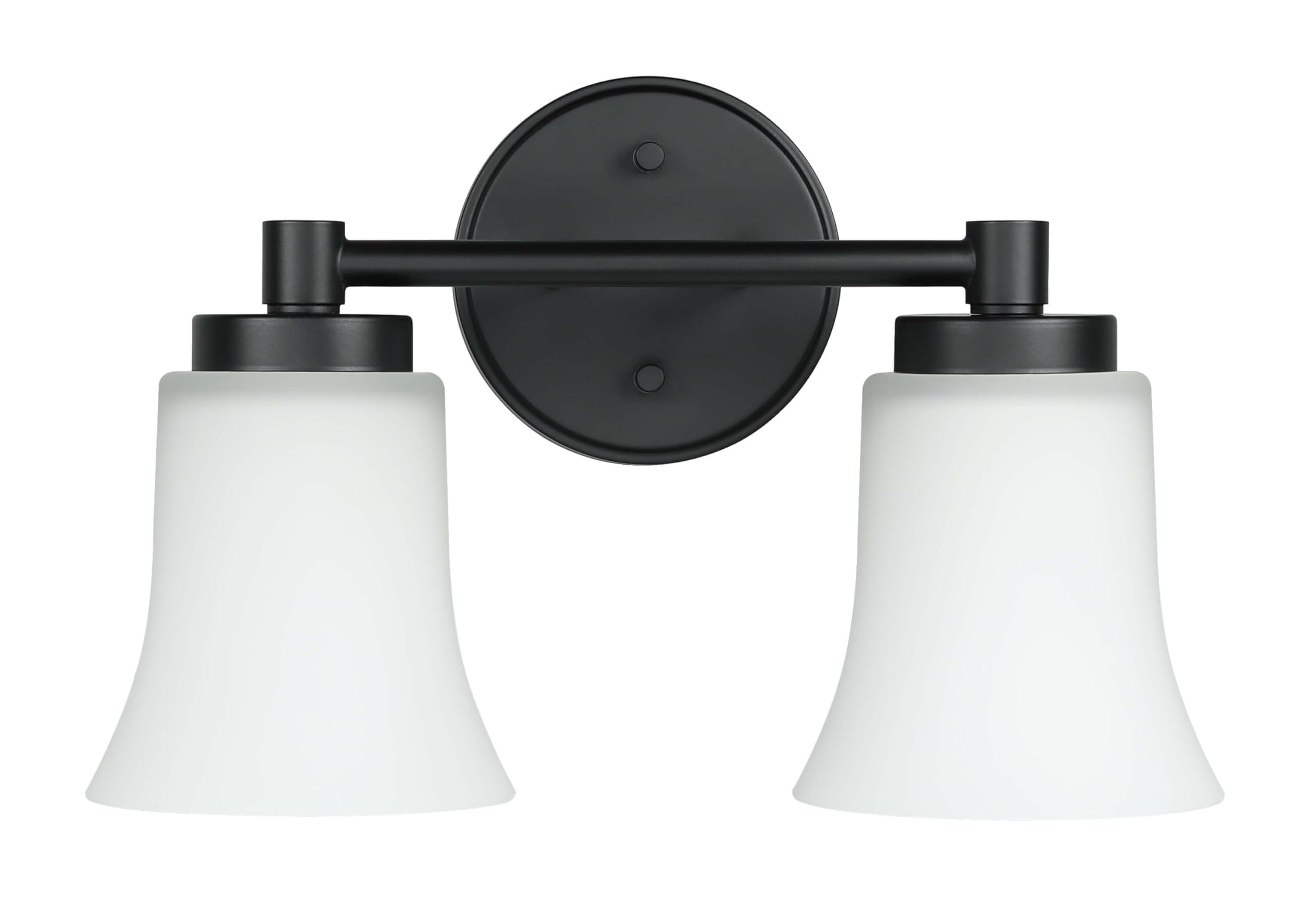 Vintage 2-Light Bathroom Vanity Sconce with Glass Shade - Black Wall Mounted Lighting Fixture for Bathroom, Powder Room & Dressing Area | Model XB-W1235-2-MB