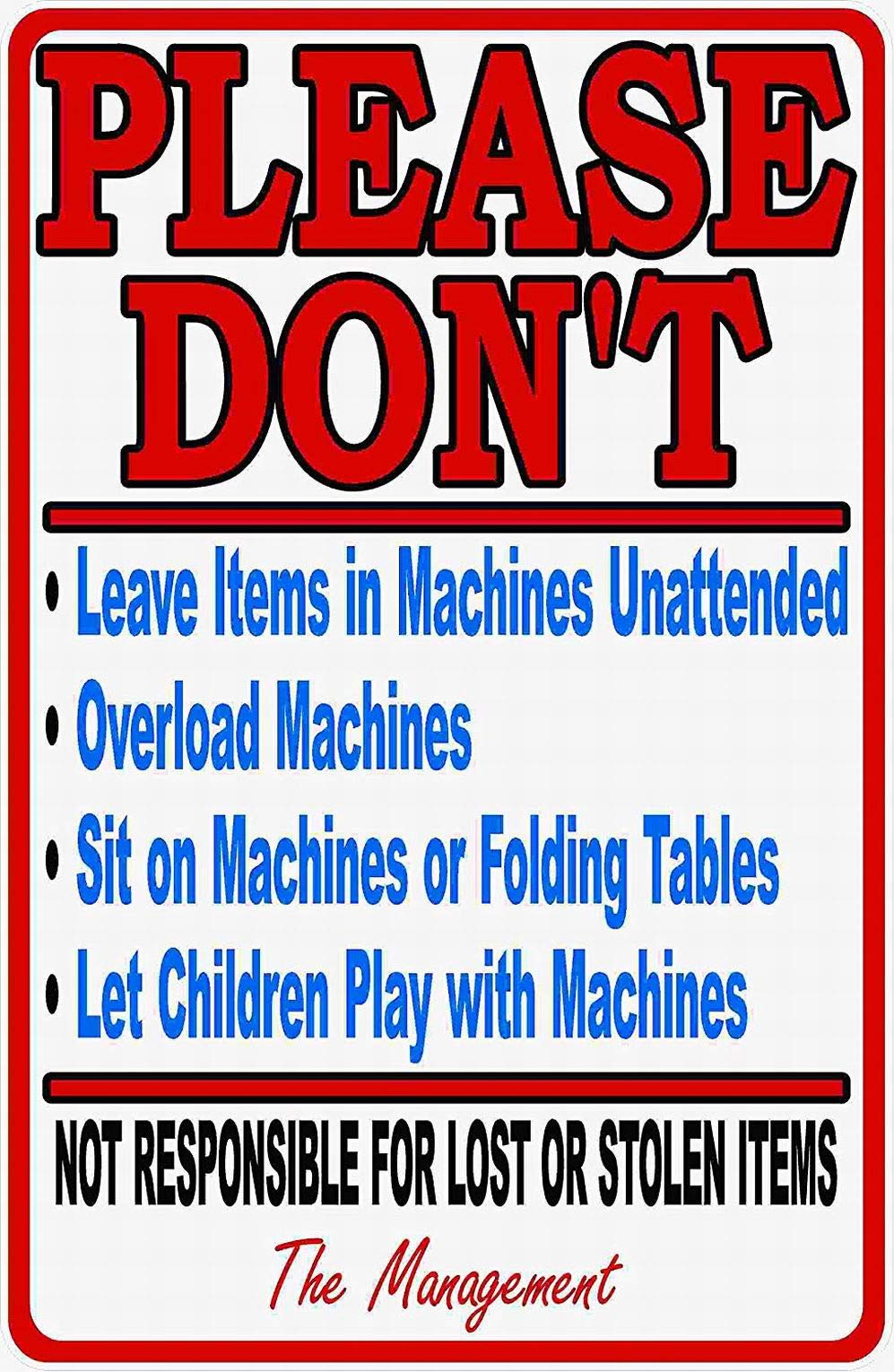 Danger Warning Safety Sign - 8x12 Inch Tin Metal Sign for Laundromat Rules & Liability Notice - Perfect for Laundromats, Factories, and Workplace Safety Areas