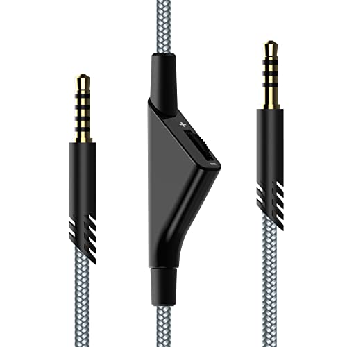 Replacement Braided Audio Cable for Astro A40 & A10 Headsets - 6.5ft/2m with Volume Control - Compatible with Astro A40TR, A40, A10 Gaming Headsets (Grey) - Perfect for Gaming, Streaming & Professional Audio Setups