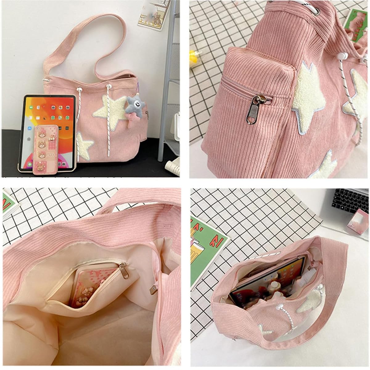 Solarix Crossbody Bag - Y2K Corduroy Tote for Kawaii Fashion
