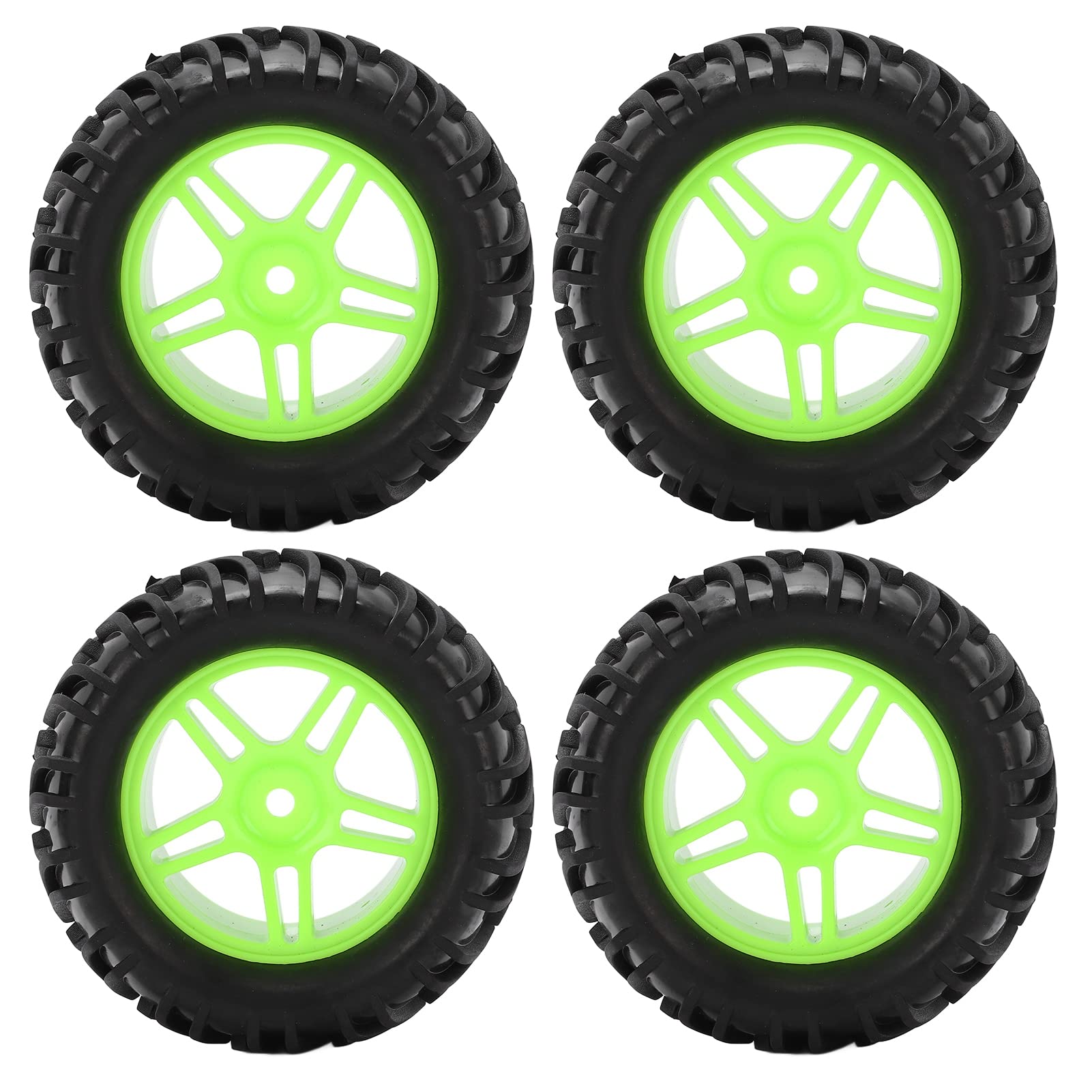 Shanrya 82MM High Performance RC Rubber Tires and Wheel Rims Set - Durable 4pcs for 1/14 Scale RC Off-Road Cars - Perfect for Racing, Crawling and Off-Road Adventures
