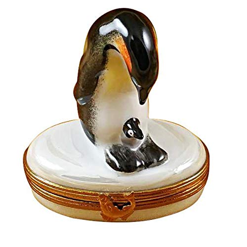 Authentic Limoges Porcelain Penguin with Baby Figurine - Handcrafted in France | Elegant Home Decor & Collectible Gift for Holidays
