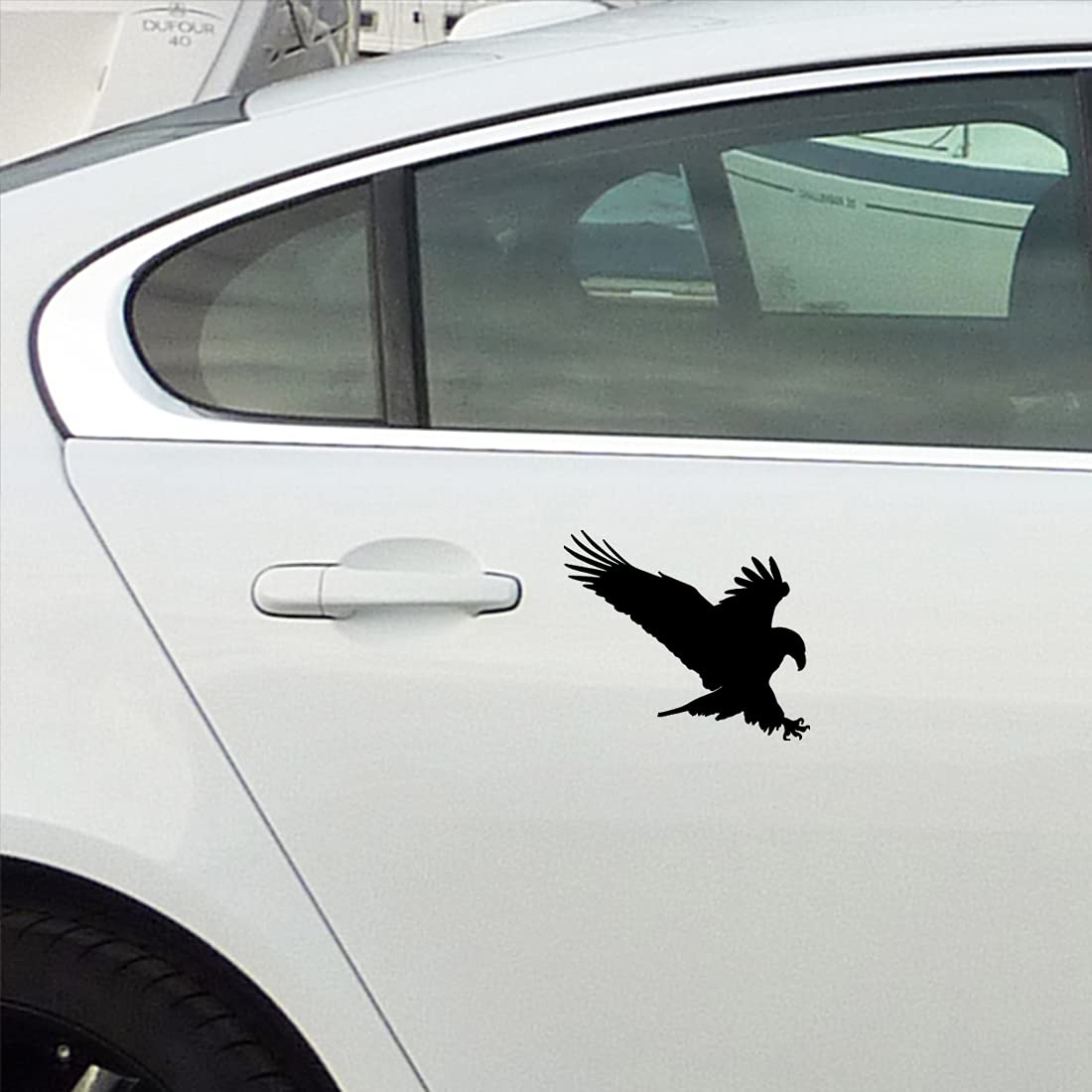 Premium Waterproof Vinyl Decal Stickers - Eagle Wildlife Animal Design (Black, Set of 2) for Laptop, Phone, Helmet, Car Bumper, Mug, Cup, Door & Wall Decoration | Durable Outdoor & Indoor Adhesive Stickers for DIY Projects & Personalization