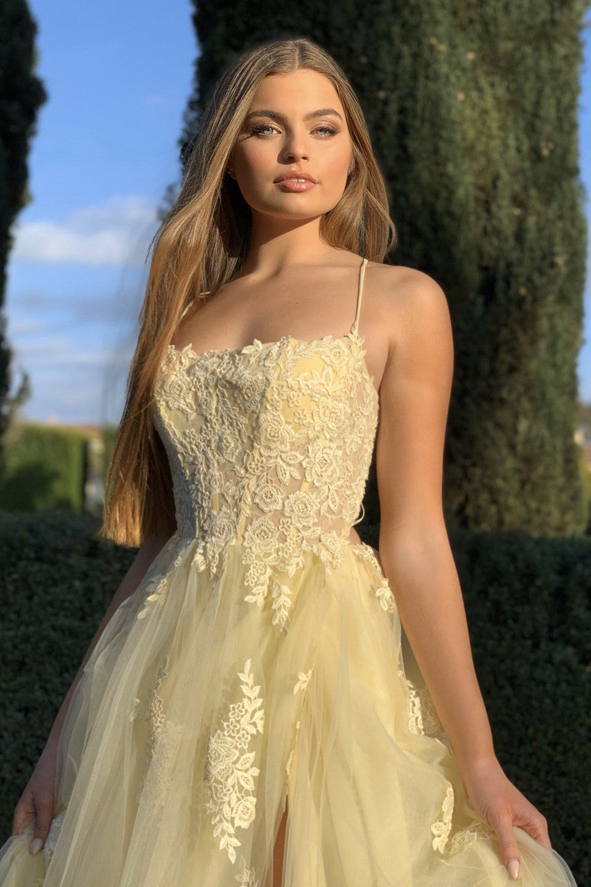 Elegant Alisha Gown in Yellow - Perfect for Weddings, Parties & Special Occasions