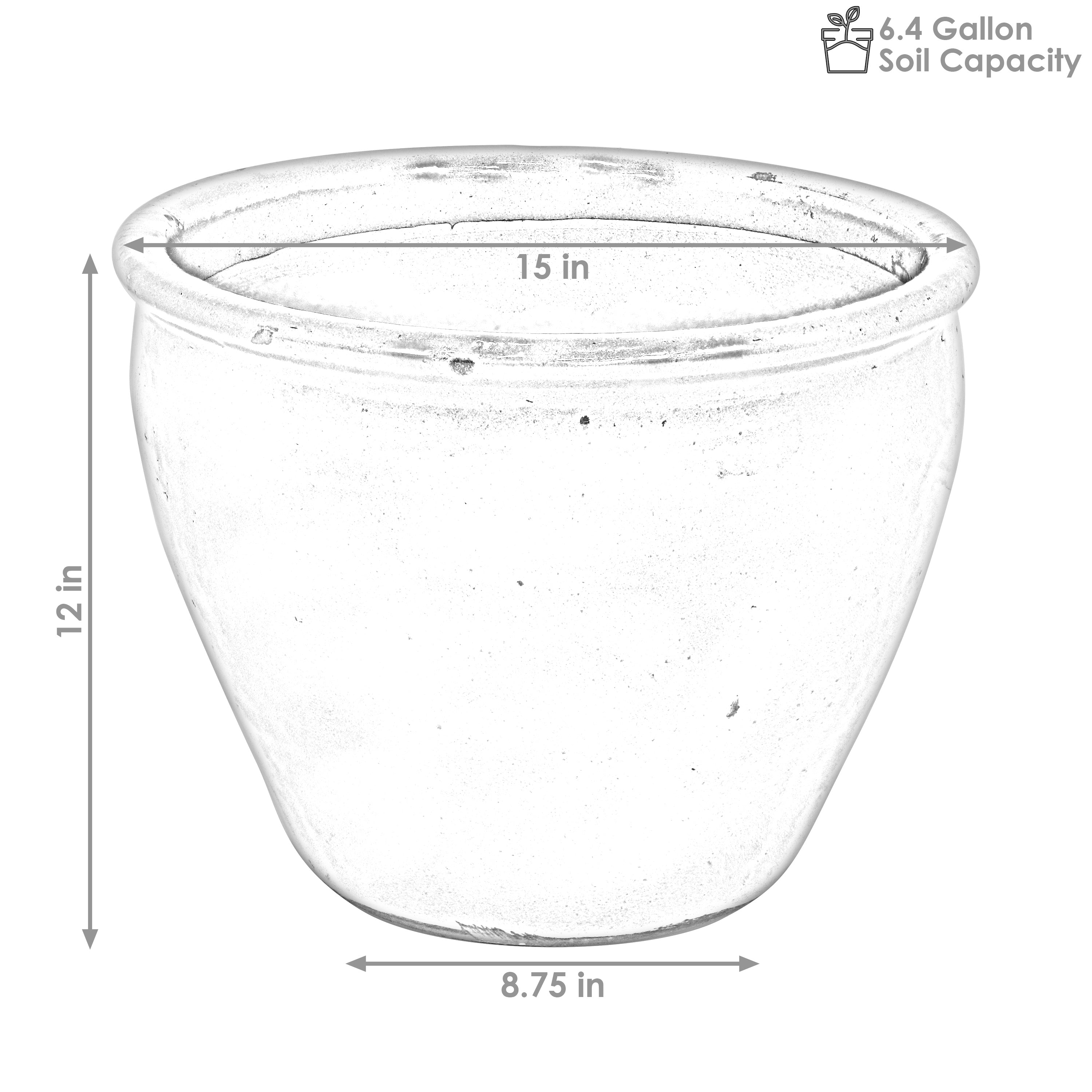 Sunnydaze Ocean Villa Glazed Ceramic Planter with Drainage Hole - 15 Inch Indoor/Outdoor Flower Pot for Plants, Succulents, Herbs - Perfect for Patio, Garden, Balcony Decor