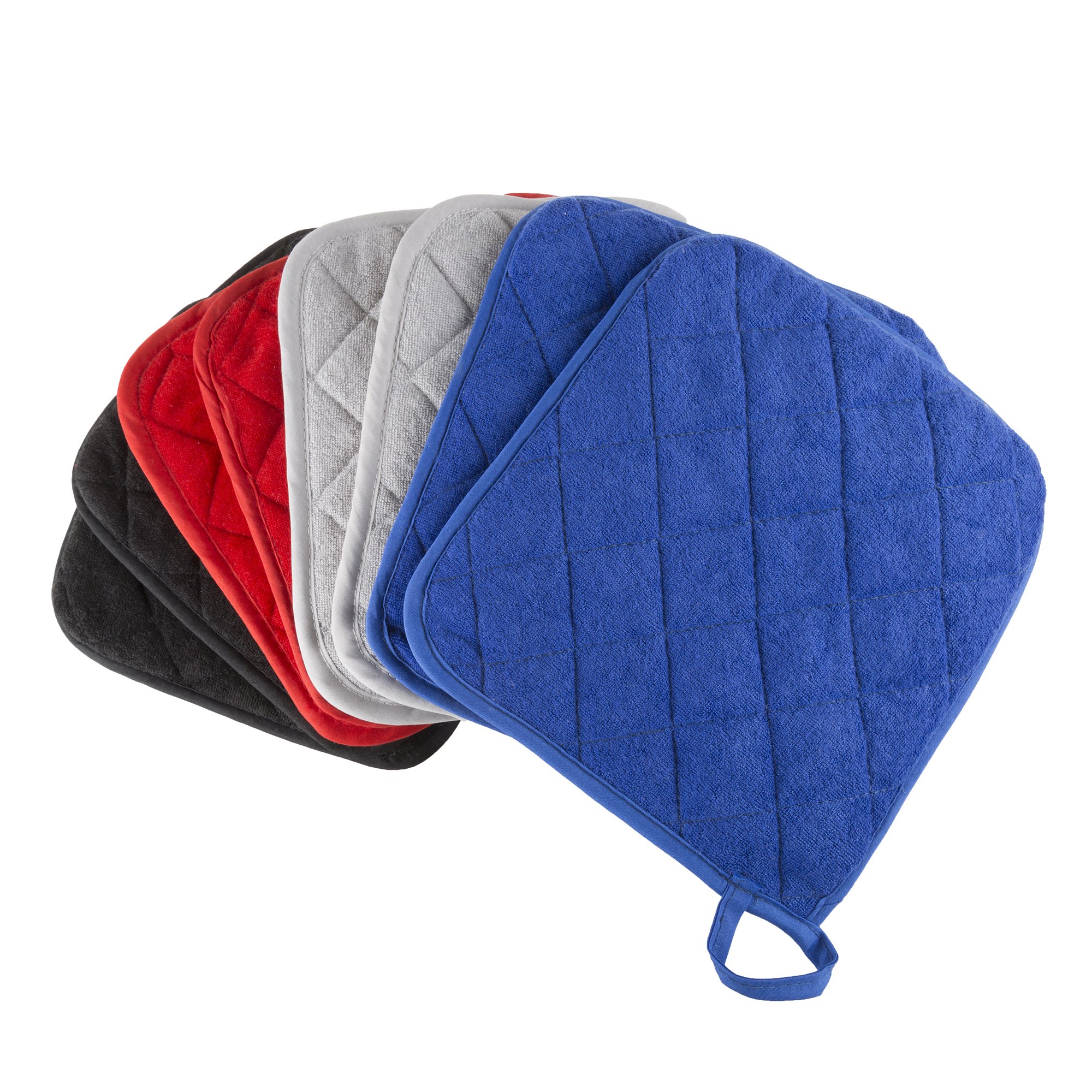 Lavish Home 2-Piece Oversized Heat Resistant Quilted Cotton Pot Holder Set - Red | Kitchen Cooking & Baking Essential for Hot Pans, Pots & Baking Sheets