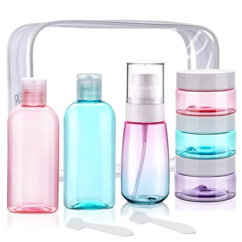 TSA Approved Travel Toiletry Bottles 6-Pack - Leakproof Refillable Plastic Containers for Cream, Lotion & Spray | Compact Travel Size Essentials for Airplane, Gym & Vacation