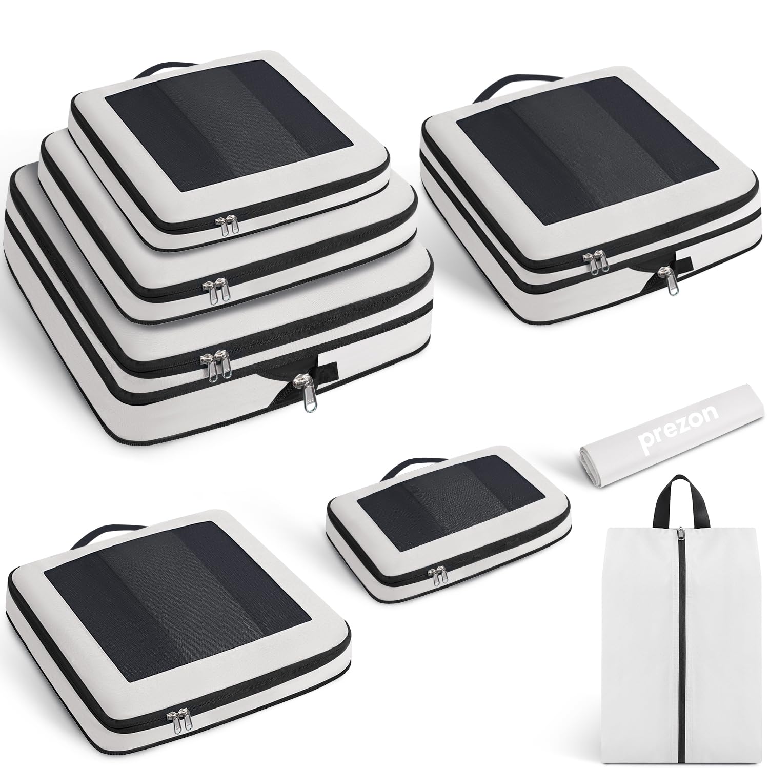 8-Piece/6-Piece/4-Piece Compression Packing Cubes for Travel - Lightweight Luggage Organizer Set | Durable Suitcase Organizer Bags for Vacation Essentials | Perfect for Business Trips, Family Vacations & Backpacking Adventures