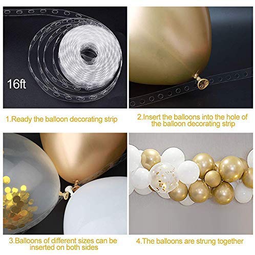 112 Pcs Blue Gold & White Balloons Set - 12 inch & 5 inch Sky Blue, Light Blue, Gold Confetti, White Balloons for Royal Baby Shower Decorations, Birthday Parties, Gender Reveal Events and Wedding Decor