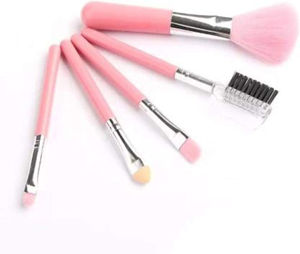 DATNASAYAD 6155 Professional 5-Piece Pink Makeup Brush Set with Travel Case - Perfect for Women & Girls, Ideal for Everyday Makeup, Travel & Gifting (Pack of 6)