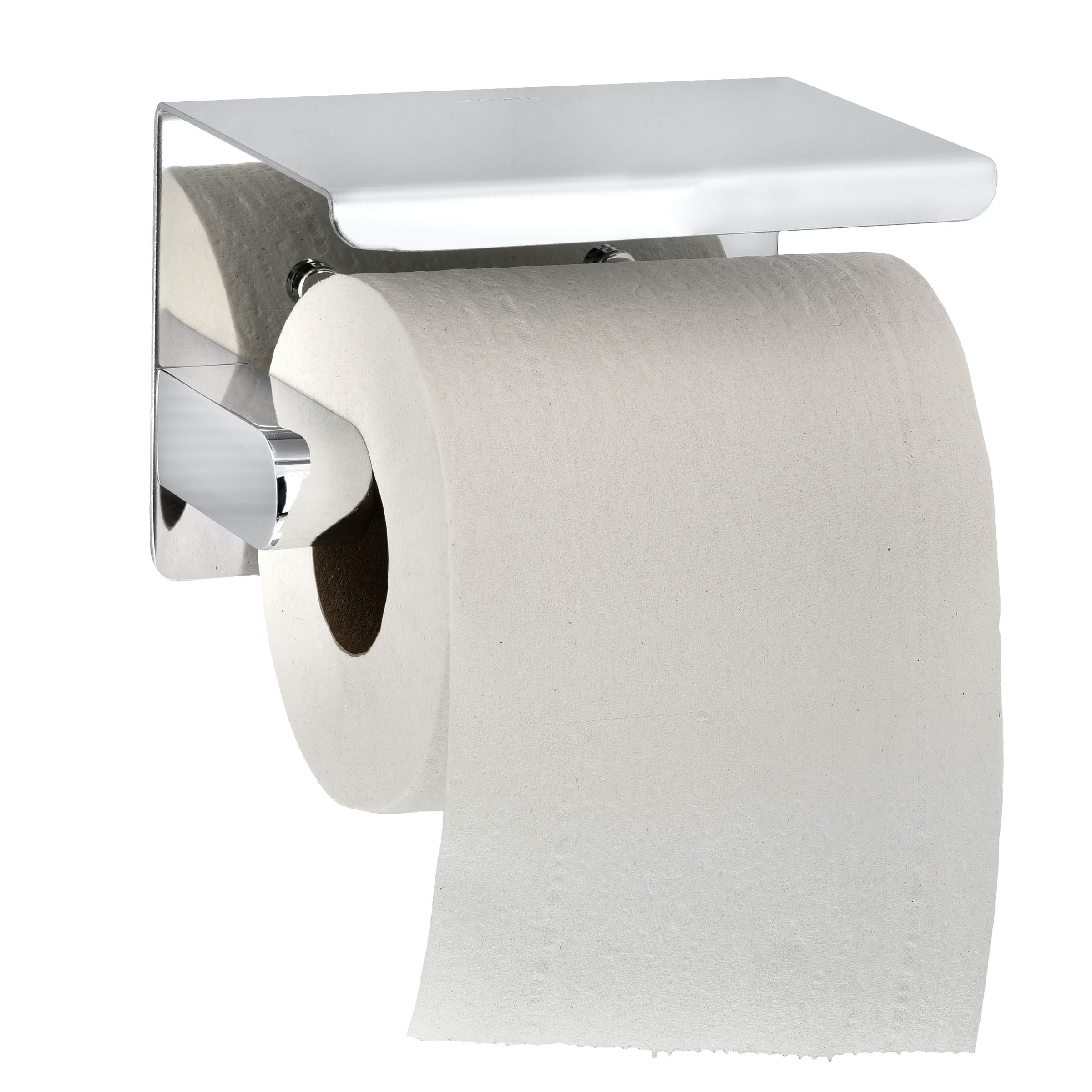 Alpine Industries Single Toilet Paper Holder with Shelf Storage Rack & Sanitary Napkin Receptacle Set - Bathroom Organizer for Home, Office, and Public Restrooms