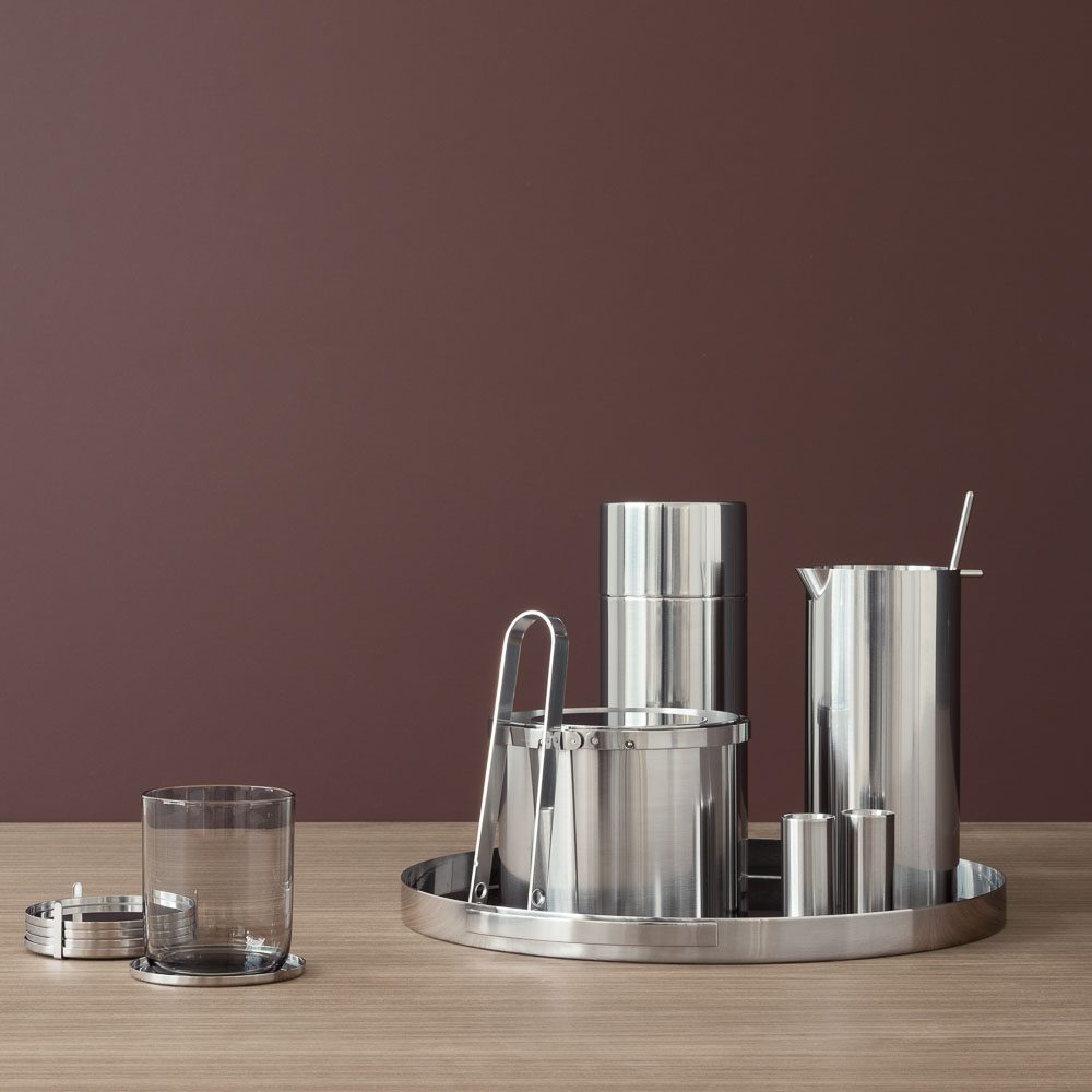 STELTON ARNE JACOBSEN Cylinda Line Stainless Steel Serving Tray 13.2 Inches - Modern Scandinavian Design for Dining, Entertaining & Home Decor