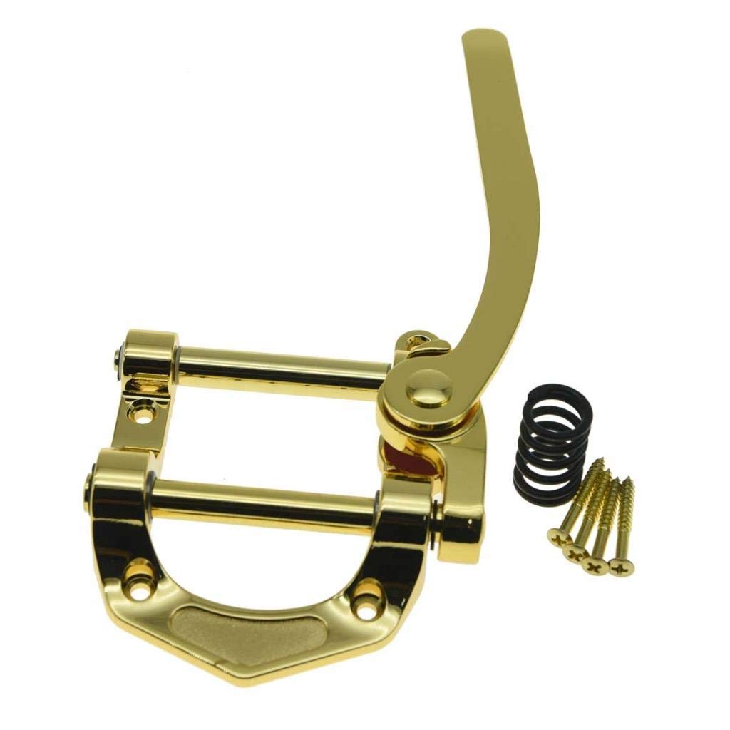 KAISH Gold Tremolo Bridge for Electric Guitars - Premium Vibrato Tailpiece for Flat Top Body | Perfect for Rock, Blues & Stage Performances