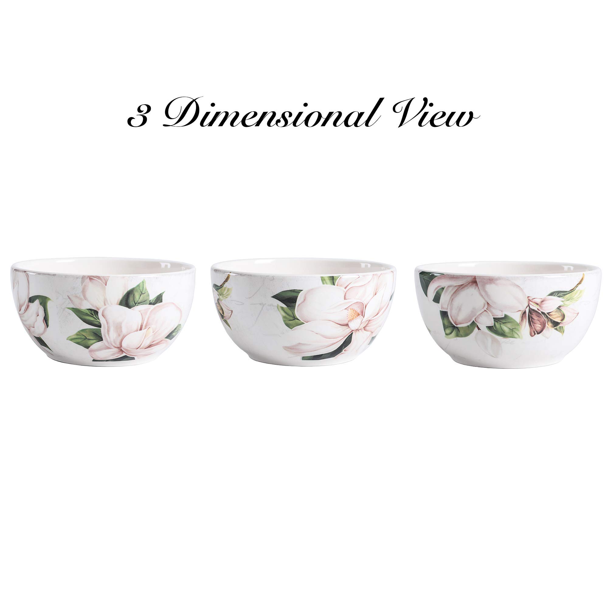 Bico Magnolia Floral Ceramic 16-Piece Dinnerware Set - Service for 4 with 11