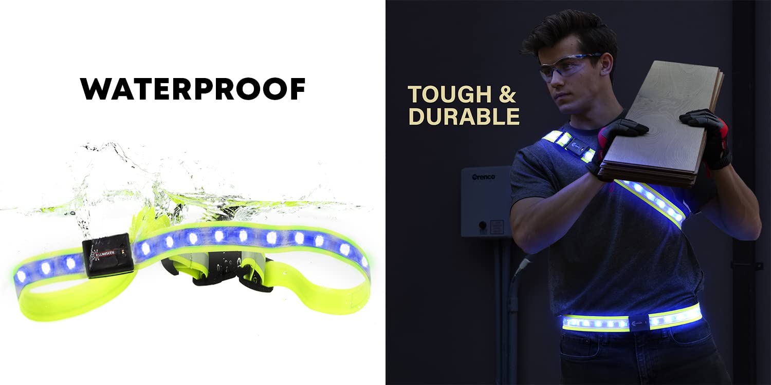 Illumiseen LED Belt - 8 Colors, 2 Modes, USB Rechargeable for Night Running & Safety