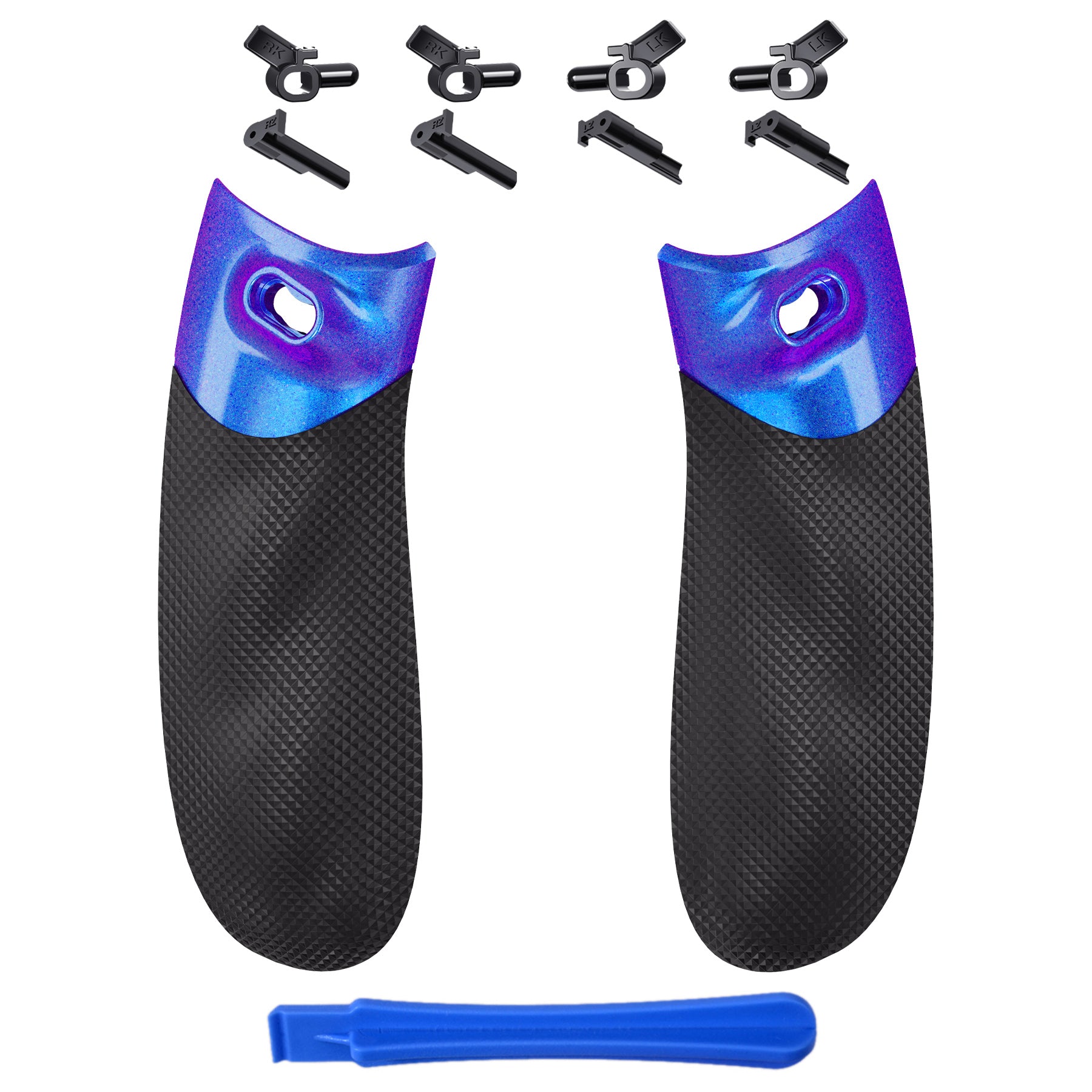 eXtremeRate FLEXOR Rubberized Side Grips & Trigger Stop Kit for Xbox Series X/S Controller - Diamond Textured Chameleon Purple Blue | Ergonomic Handle for Better Gaming Performance | Perfect for FPS, Racing & Action Games PX3Q3002