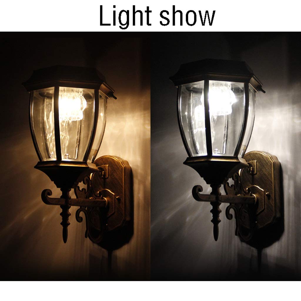 Dusk-to-Dawn Solar Powered Outdoor Wall Lights - Waterproof Bronze Wall Lamp for Home, Porch, Garden & Patio - Perfect for Pathway Lighting & Backyard Security