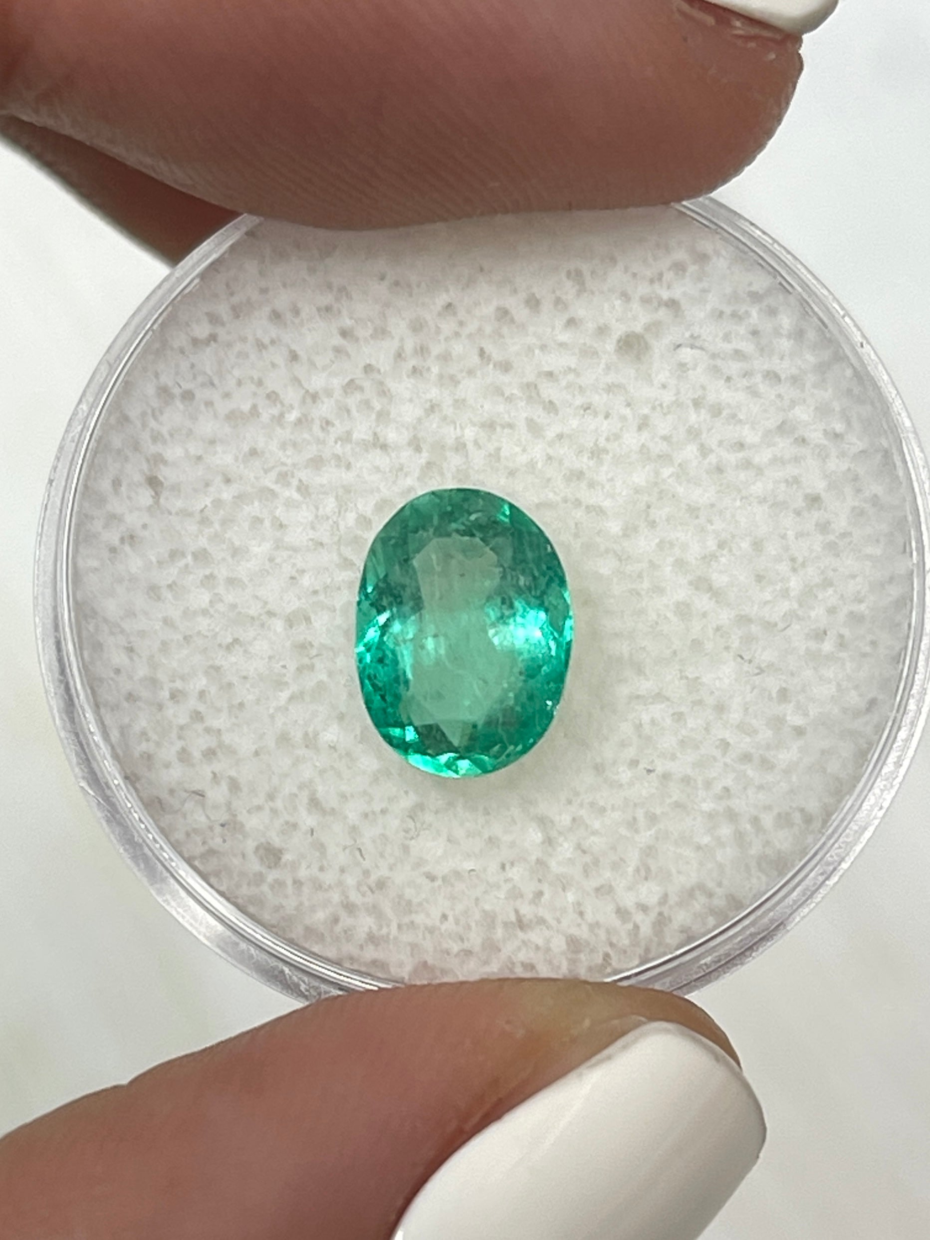 1.86 Carat Medium Light Green Natural Loose Colombian Emerald Oval Cut Gemstone for Jewelry Making, Engagement Rings & Fine Collections