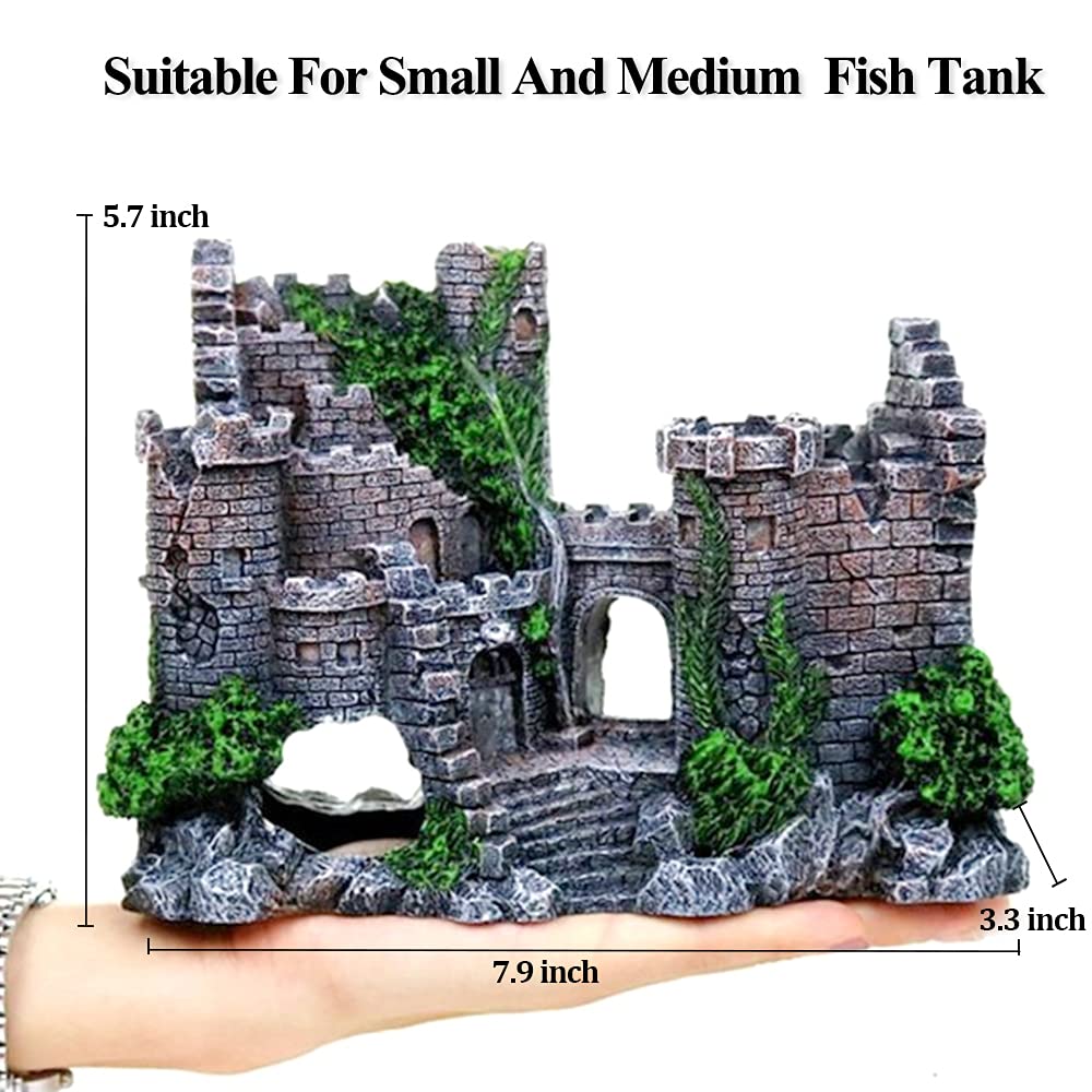 Fazhongfa Aquarium Castle Air Bubbler - Fish Tank Decor for Betta Fish, Small & Medium Fish Accessories - Decorative Betta House Toy (Air Pump Not Included) | Perfect for Home Aquariums, Fish Tanks & Aquatic Decor
