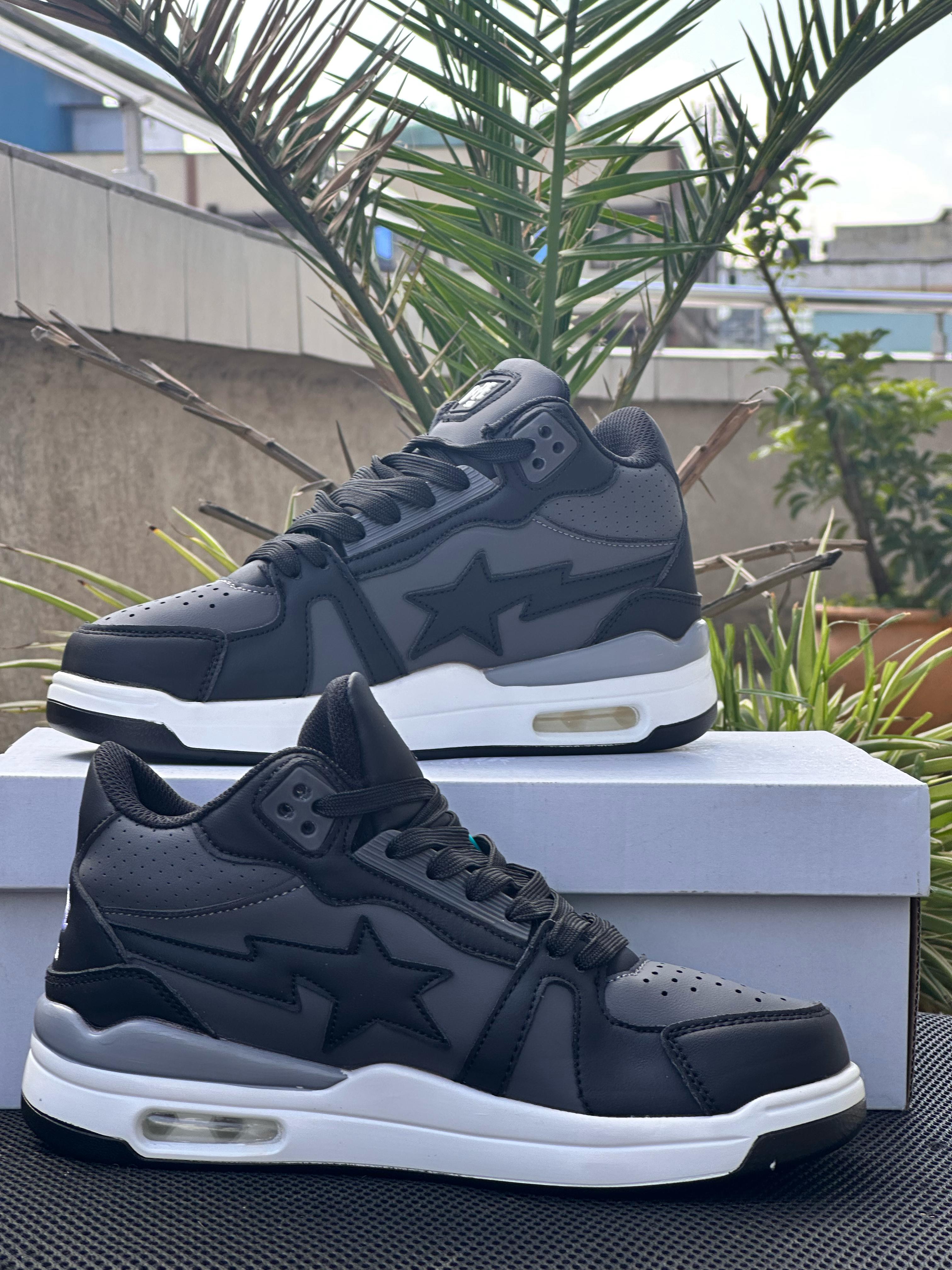 Bape Sta High Cut Sneakers - Black & Grey Colorway | Streetwear Fashion for Men & Women | Perfect for Casual Wear & Urban Style