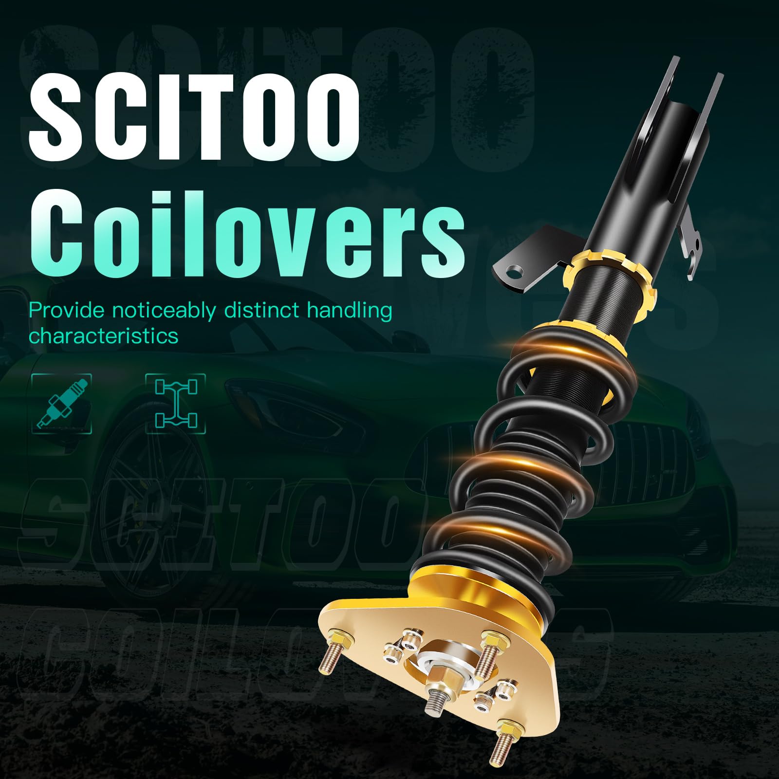 SCITOO Full Coilover Suspension Kit - Performance Shock Struts Assembly for 2009-2017 Toyota Corolla & 2009 Toyota Matrix | Enhanced Ride Comfort & Handling for Street Racing & Daily Driving