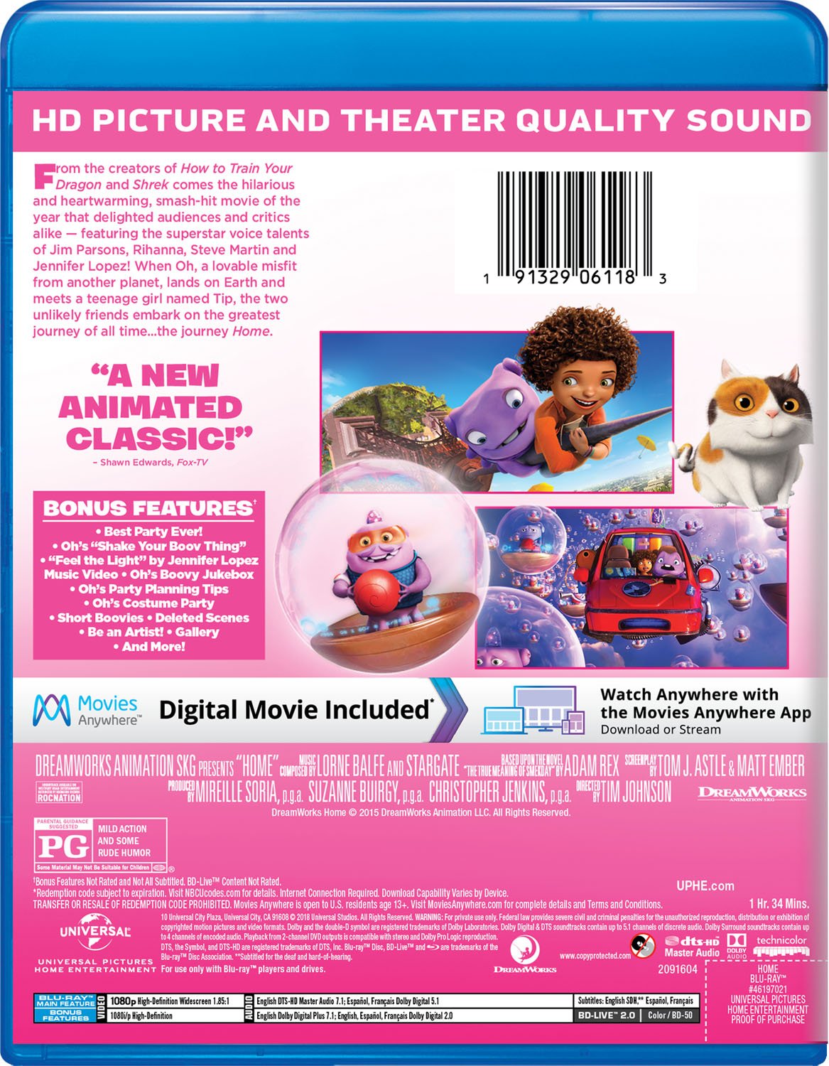 Home [Blu-ray] - Animated Family Movie with Stunning HD Picture & Sound | Perfect for Movie Nights, Kids' Parties & Holiday Entertainment