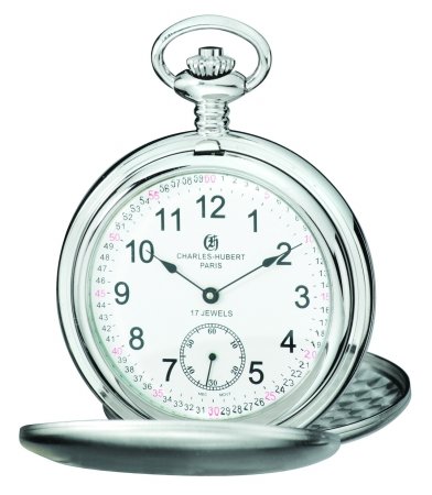 Vintage Stainless Steel Mechanical Pocket Watch with Double Cover - Polished Finish for Men, Collectors & Formal Events | Classic Gift for Weddings, Anniversaries & Special Occasions