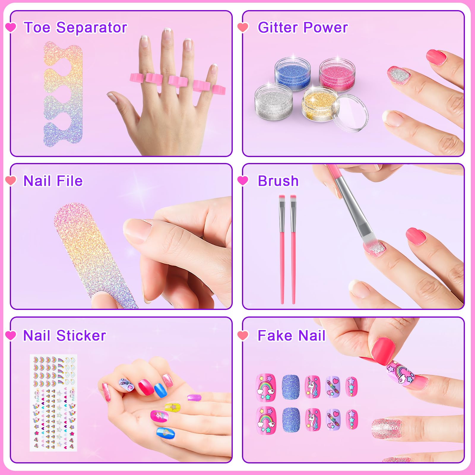 Non-Toxic Quick Dry Kids Nail Polish Set for Girls Ages 3-12 - Peelable Nail Art Salon Kit with Nail Dryer, Safe & Fun DIY Manicure Gift for Birthday Party, Spa Day & Pretend Play