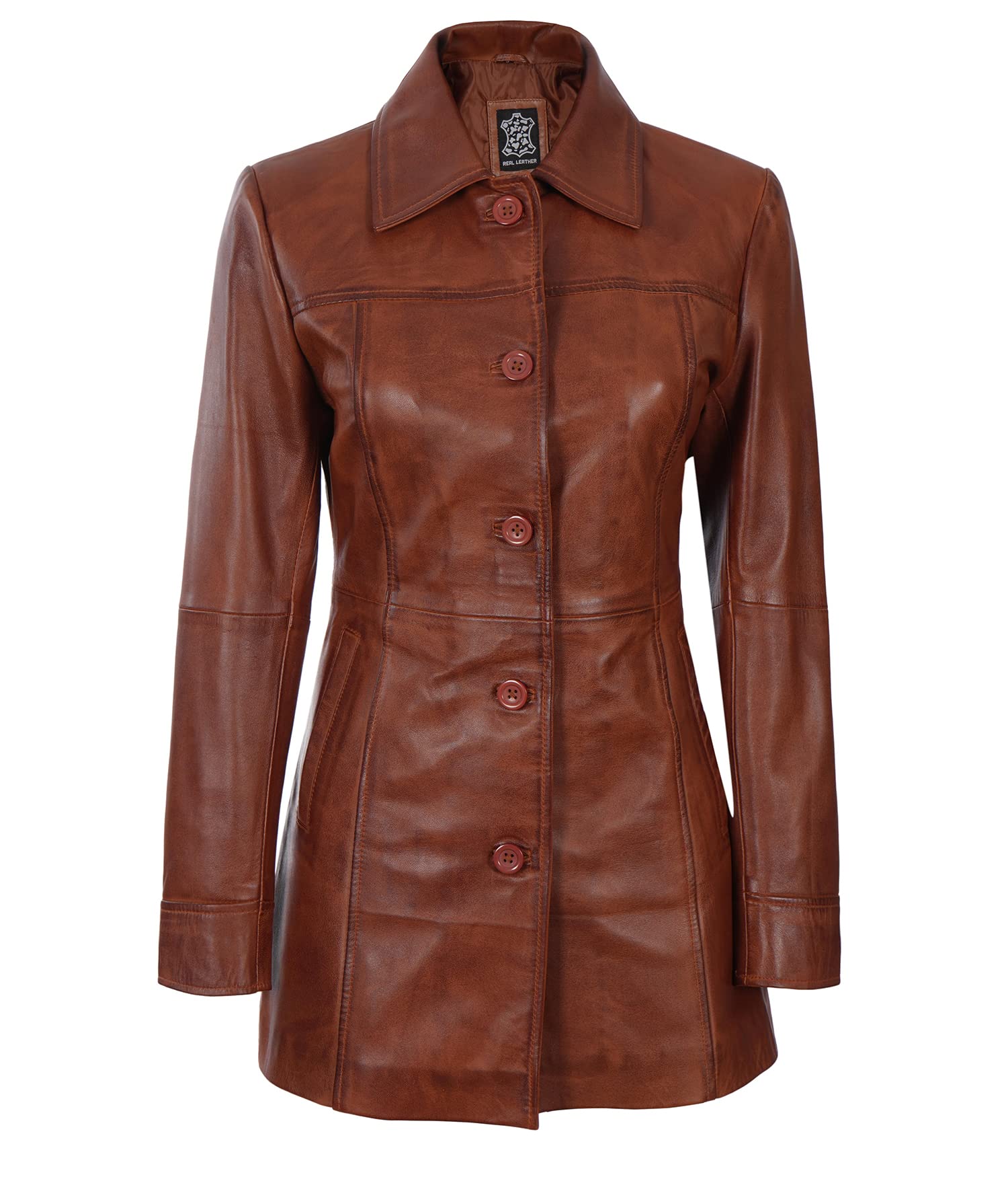 Genuine Lambskin Leather Jacket for Women - Stylish Soft Long Trench Coat - Winter Fashion Outerwear for Casual, Office & Evening Wear