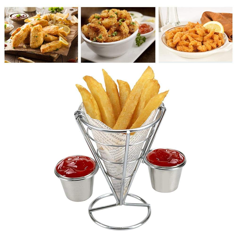French Fry Stand Holder & Chip Appetizer Cones - Double Dip Snack Display for Parties, Movie Nights & Game Days - Durable Table Craft for French Fries, Nachos & Finger Foods