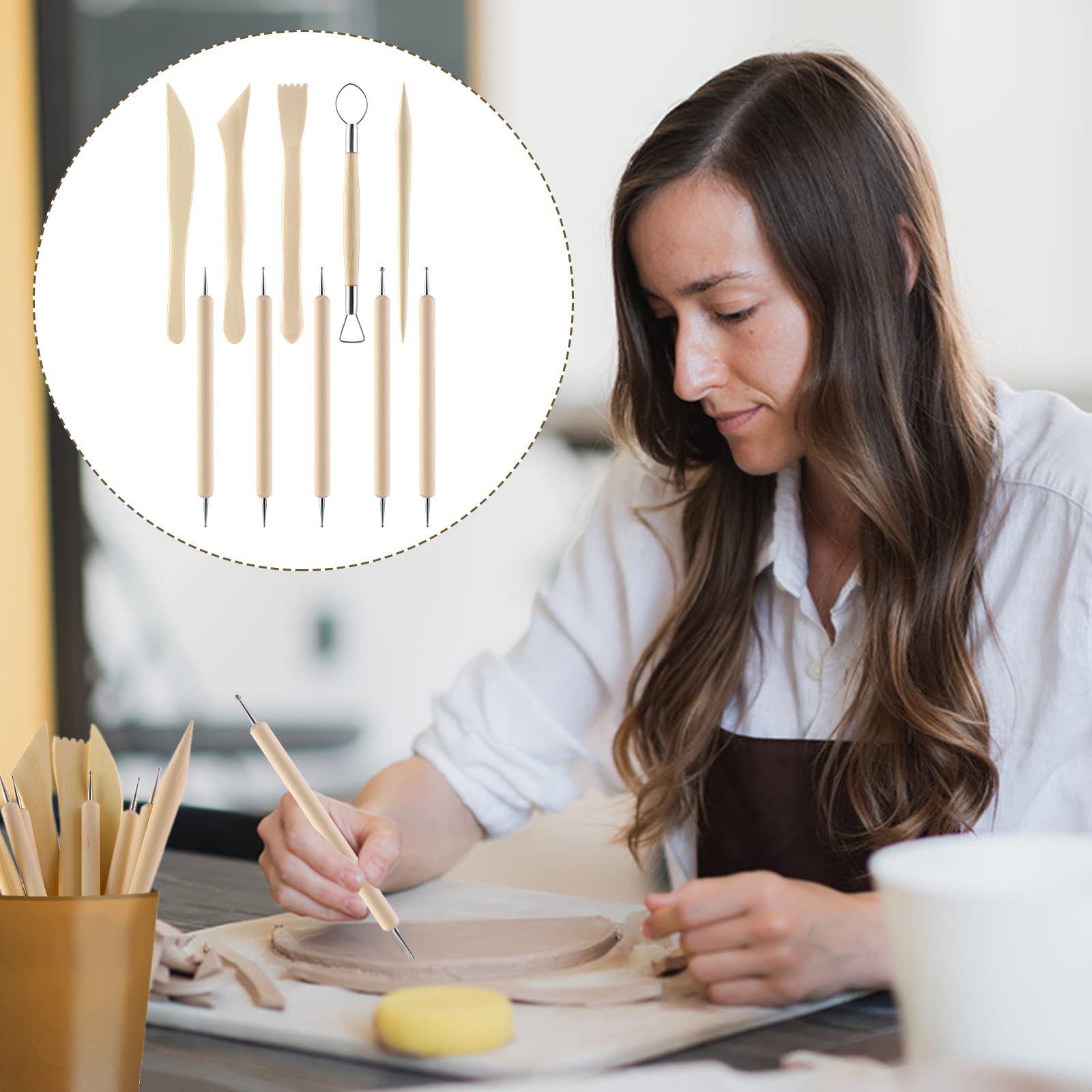 Polymer Clay Tools Kit - 10PCS Sculpting & Modeling Set for Pottery & Crafts