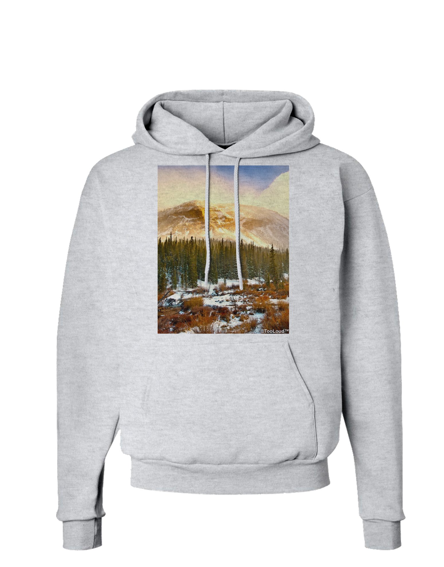 TooLoud Nature Photography Hoodie - Mountain Glow Pullover Sweatshirt with Pockets | Cozy Outdoor Hiking & Camping Apparel