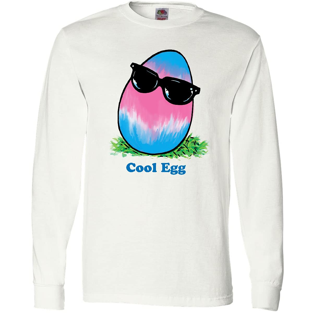 Inktastic Easter Pink and Blue Cool Egg Design Adult Long Sleeve T-Shirt - Perfect for Easter Celebrations, Holiday Parties & Casual Wear