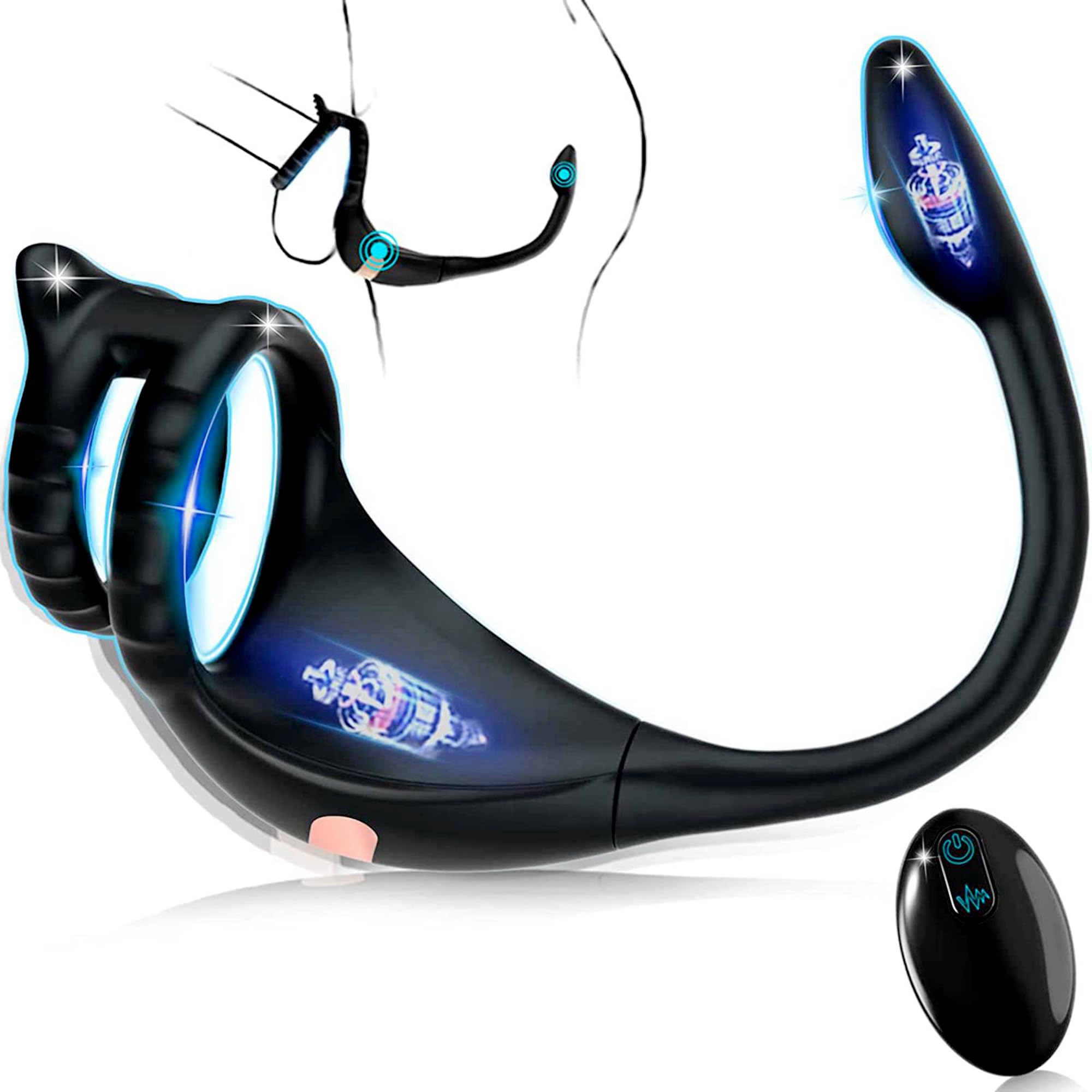 3 in 1 Plug Anal Vibrator with Remote Control - Prostate Massager & Vibrating Cock Ring - 9 Vibration Modes for Couples Pleasure - Waterproof Adult Sex Toy for Men & Women - Perfect for Solo Play, Couples Intimacy & BDSM Exploration