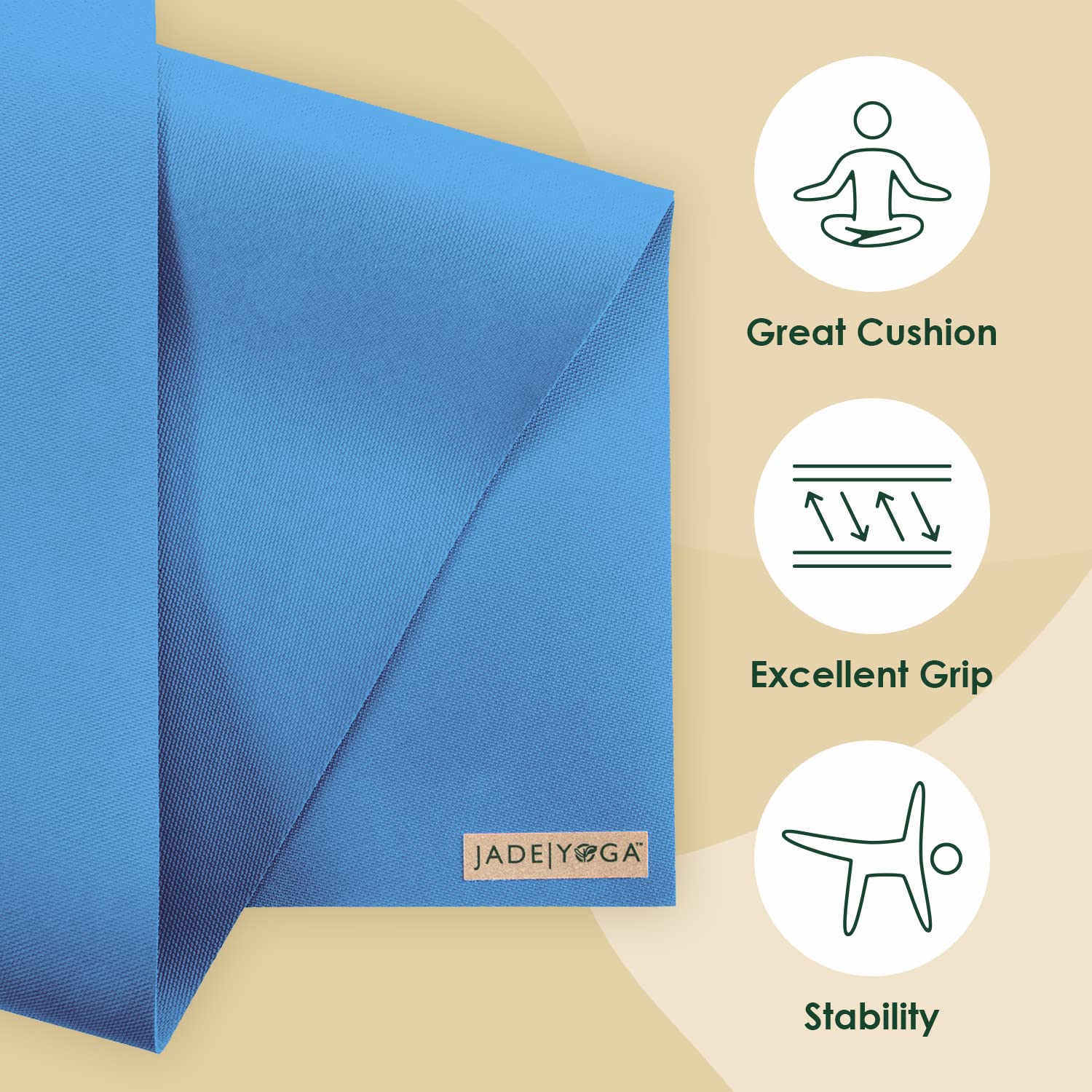 Premium JadeYoga Harmony Yoga Mat - 6mm Thick Non-Slip Natural Rubber Exercise Mat for Home Gym, Yoga, Pilates & Meditation | Durable Eco-Friendly Fitness Mat for Women & Men | Perfect for Hot Yoga, Studio Practice & Daily Workouts