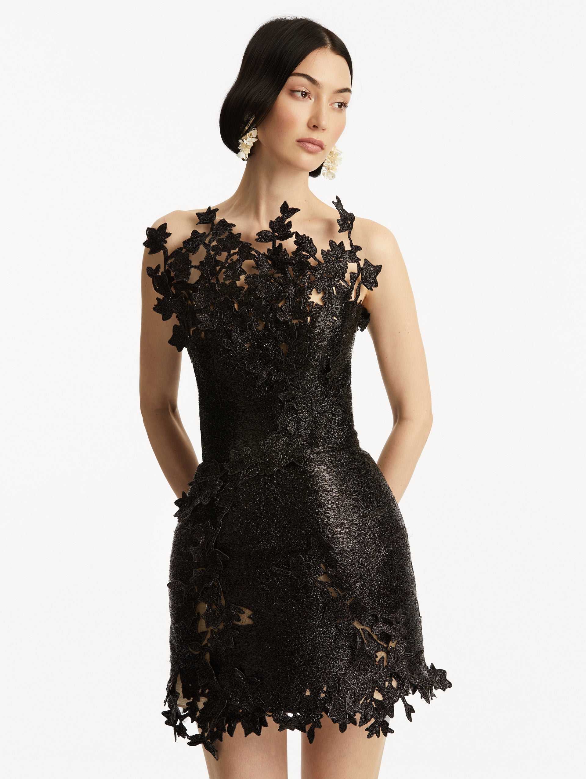 Elegant Metallic Cherry Blossom Embroidered Party Dress - Perfect for Spring Weddings, Garden Parties & Special Occasions