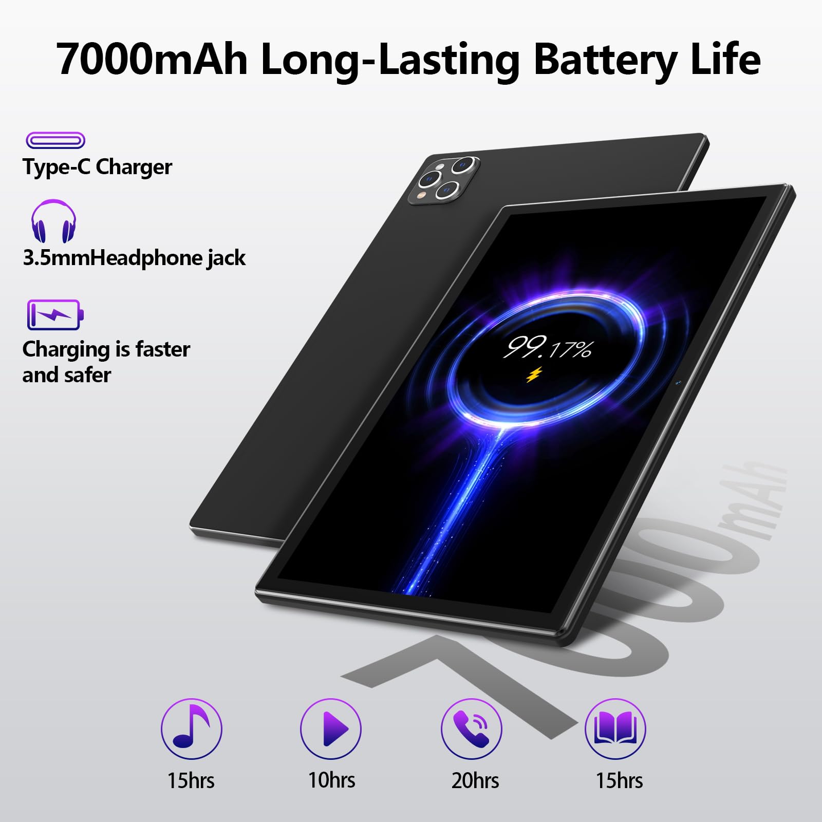 2025 Latest 10 Inch Android 13 Tablet with Keyboard - 128GB ROM, 16GB RAM, Octa-Core Processor, 5G/WiFi, 1080FHD Display, 13MP+8MP Dual Camera, Bluetooth 5.0, GPS, Includes Mouse & Case (Black) - Perfect for Work, Study, and Entertainment