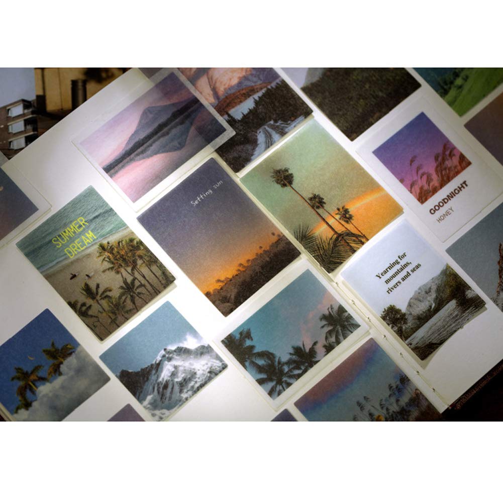 100pcs Kawaii Washi Paper Stickers Set - Mountain River Sunrise Sunset Beach Nature Scenery Decorative Stickers for DIY Journal, Scrapbook, Laptop, Luggage | Perfect for Bullet Journaling, Planner Decor, Gift Wrapping & Craft Projects