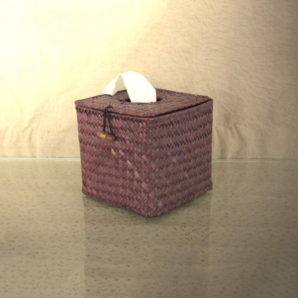 Seagrass Woven Tissue Box Holder - Rattan Decorative Napkin Dispenser for Home & Office | Coffee Table, Bathroom, Living Room Organizer