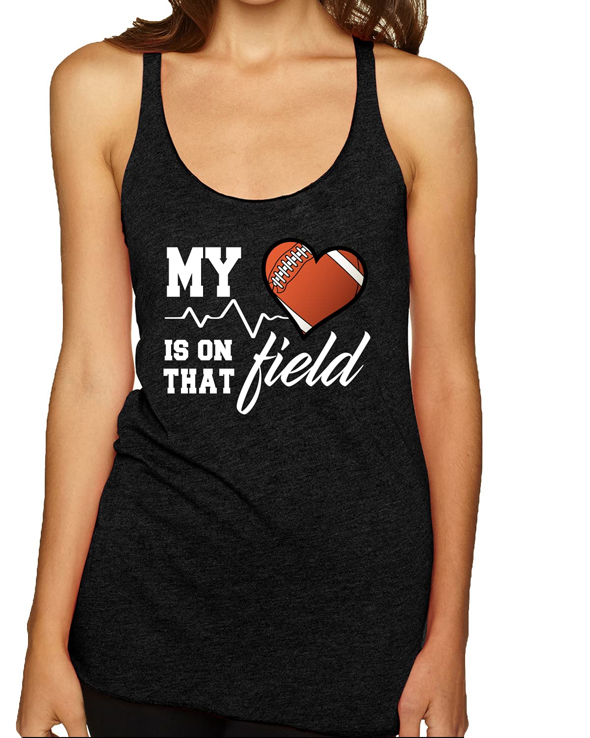 My Heart is On That Football Field Sports Tri-Blend Racerback Tank Top - Breathable & Comfortable Athletic Shirt for Football Fans, Workouts & Casual Wear