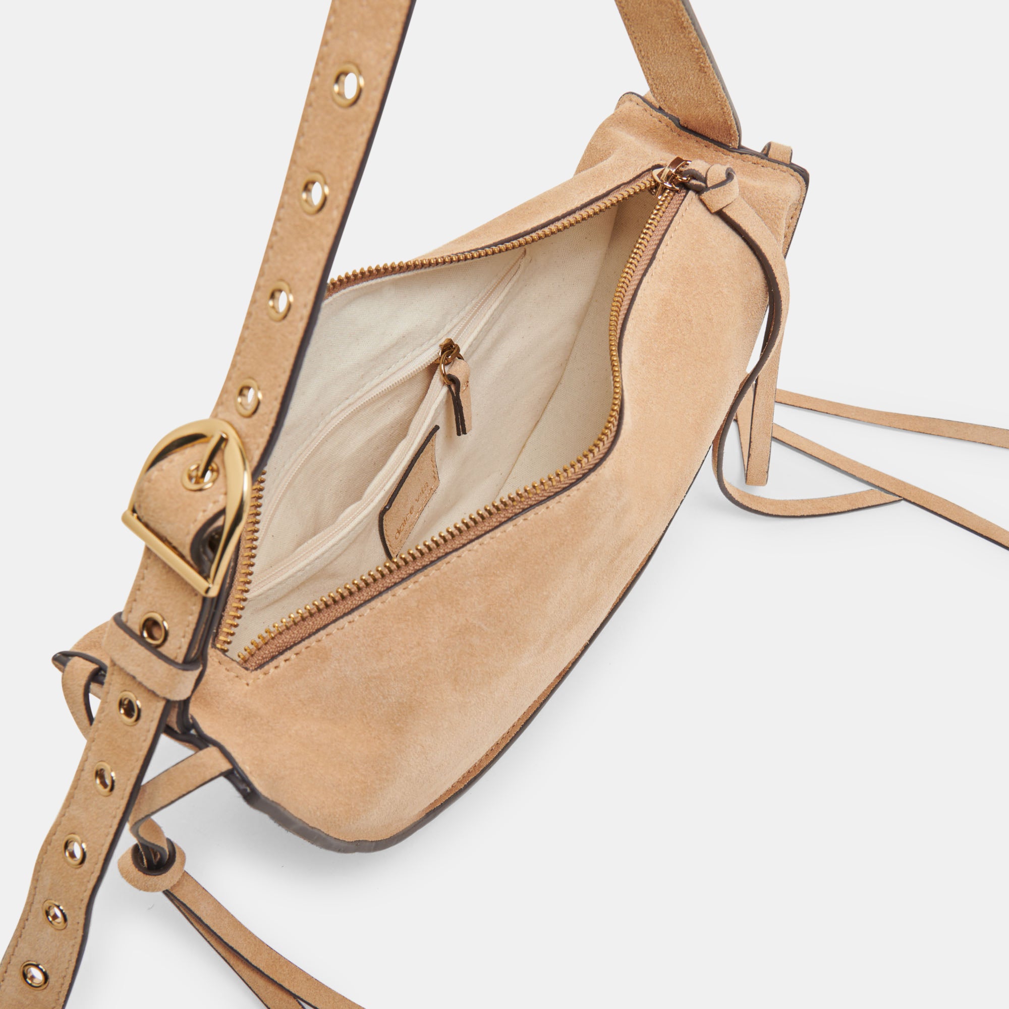 VERONA Shoulder Bag for Women - Genuine Beige Suede Leather Crossbody Purse - Stylish & Lightweight Handbag for Work, Travel & Everyday Use