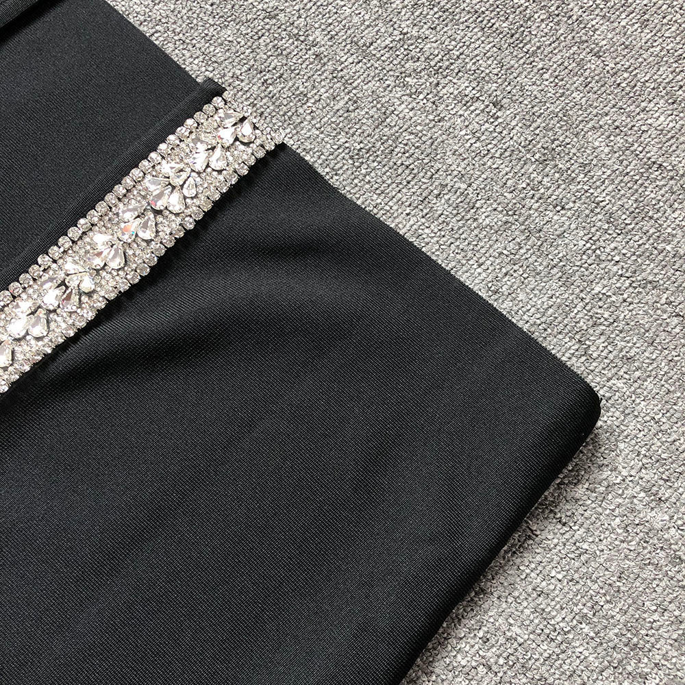 Elegant Black Amber Embellished Bandage Gown - Perfect for Evening Parties, Prom, and Formal Events