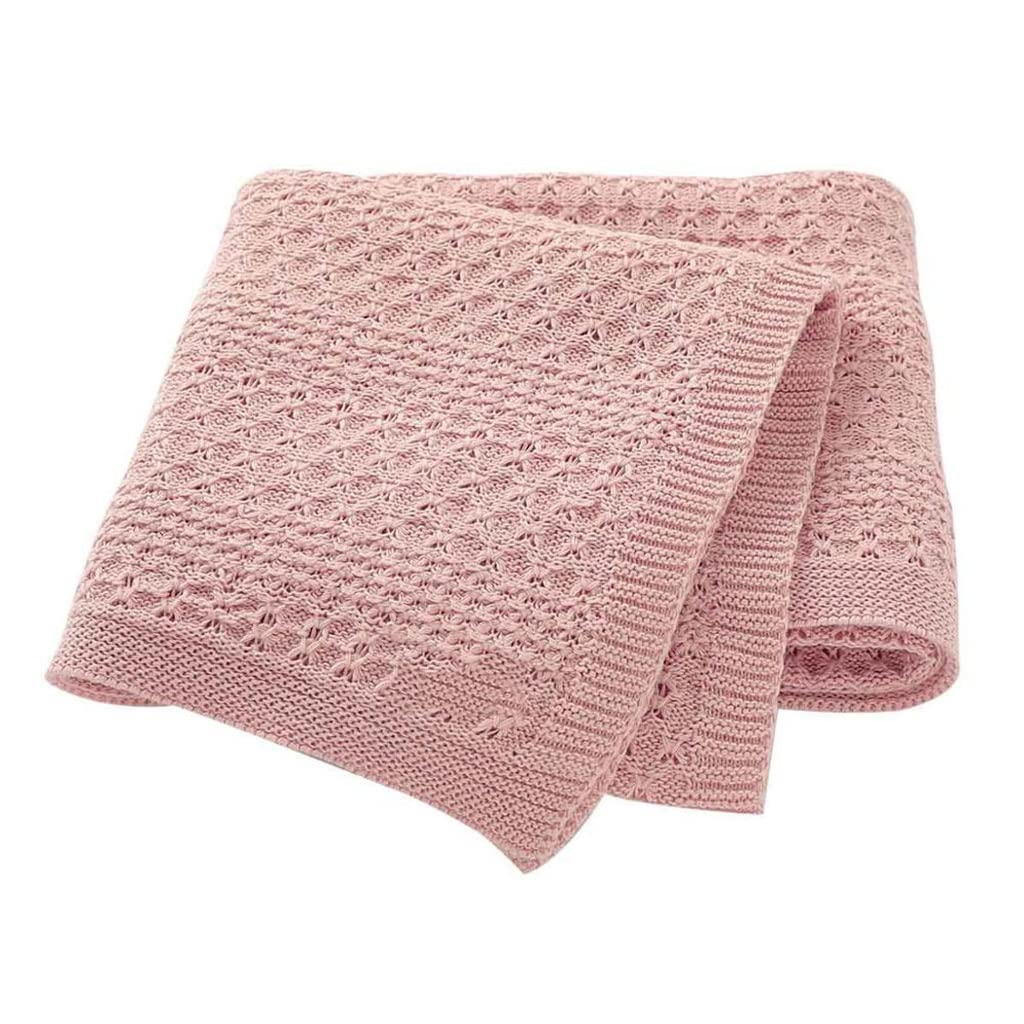 Soft Knitted Baby Blanket for Boys & Girls - 80x100cm Pink Swaddle Wrap, Stroller & Crib Blanket - Perfect for Newborns, Infants & Toddlers - Ideal for Nursery, Travel & Gift Giving