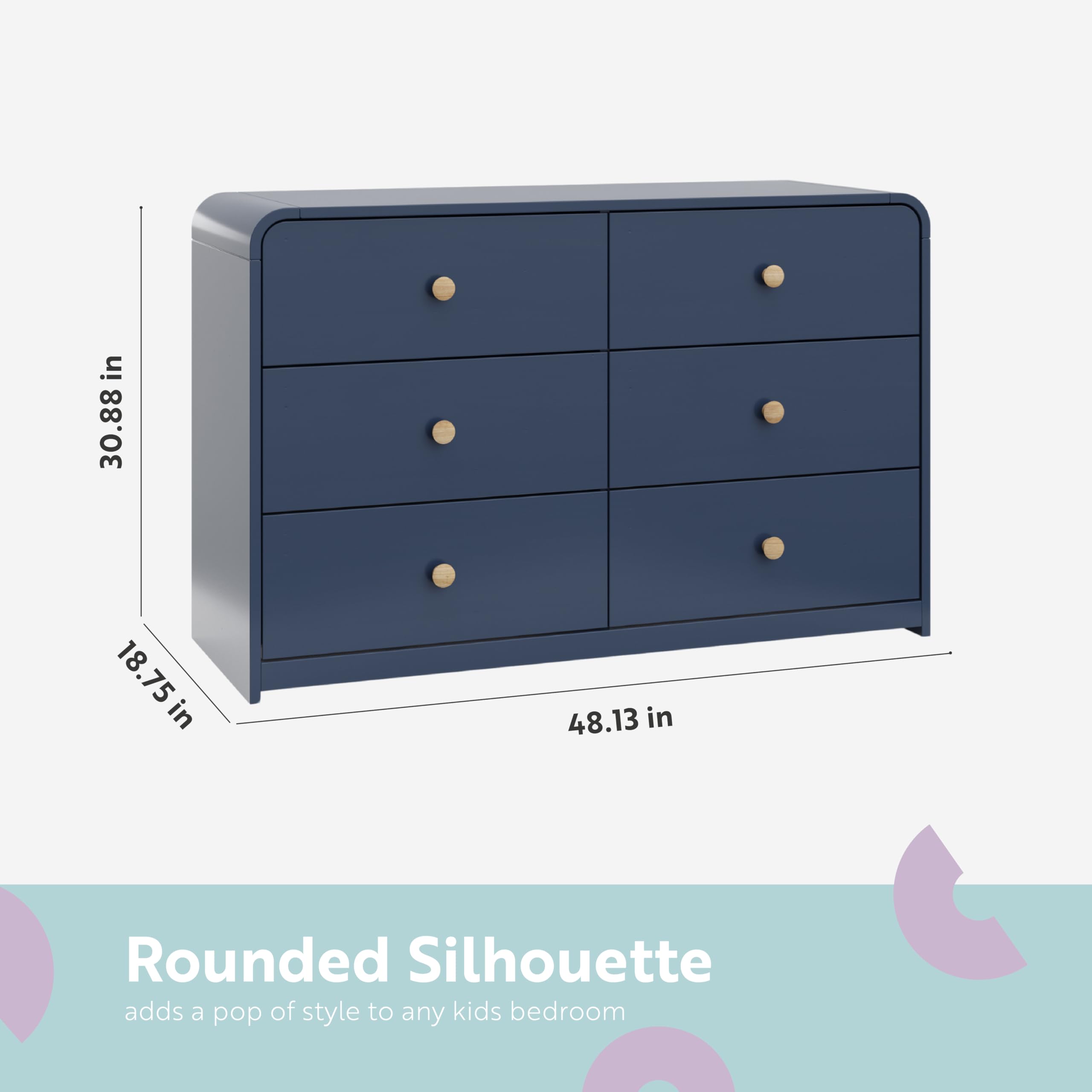 Storkcraft Santos 6-Drawer Dresser in Midnight Blue - Nursery Dresser for Kids with Storage Organizer | Perfect for Baby Room Organization & Child's Bedroom Storage
