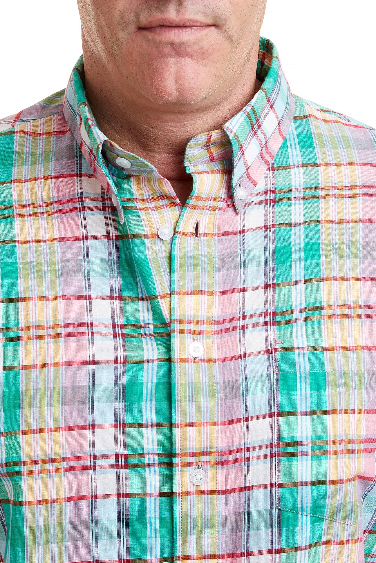 Chase Shirt Seacrest Madras Plaid Button-Up Shirt for Men - Casual Summer Beachwear & Outdoor Activities