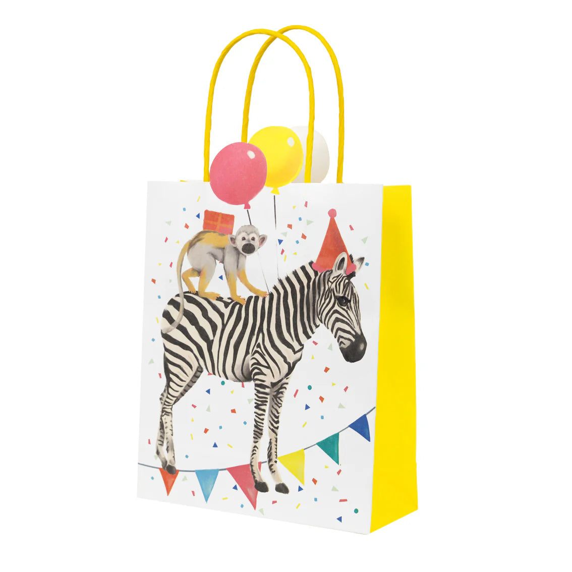 8-Pack Safari Animal Party Treat Bags - Monkey & Zebra Design for Kids Birthday, Baby Shower & Themed Events