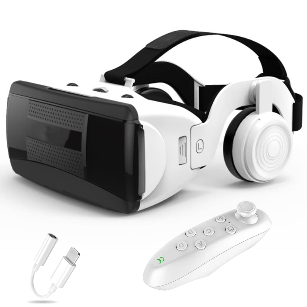 Lunette 3D VR Headset, Bluetooth Virtual Reality Goggles for iPhone 13 Pro Max/13 Pro/13/12/11 & Samsung Galaxy S21/Huawei/Xiaomi - Immersive Gaming & 360° Video Experience (Color: F, Size: iOS)