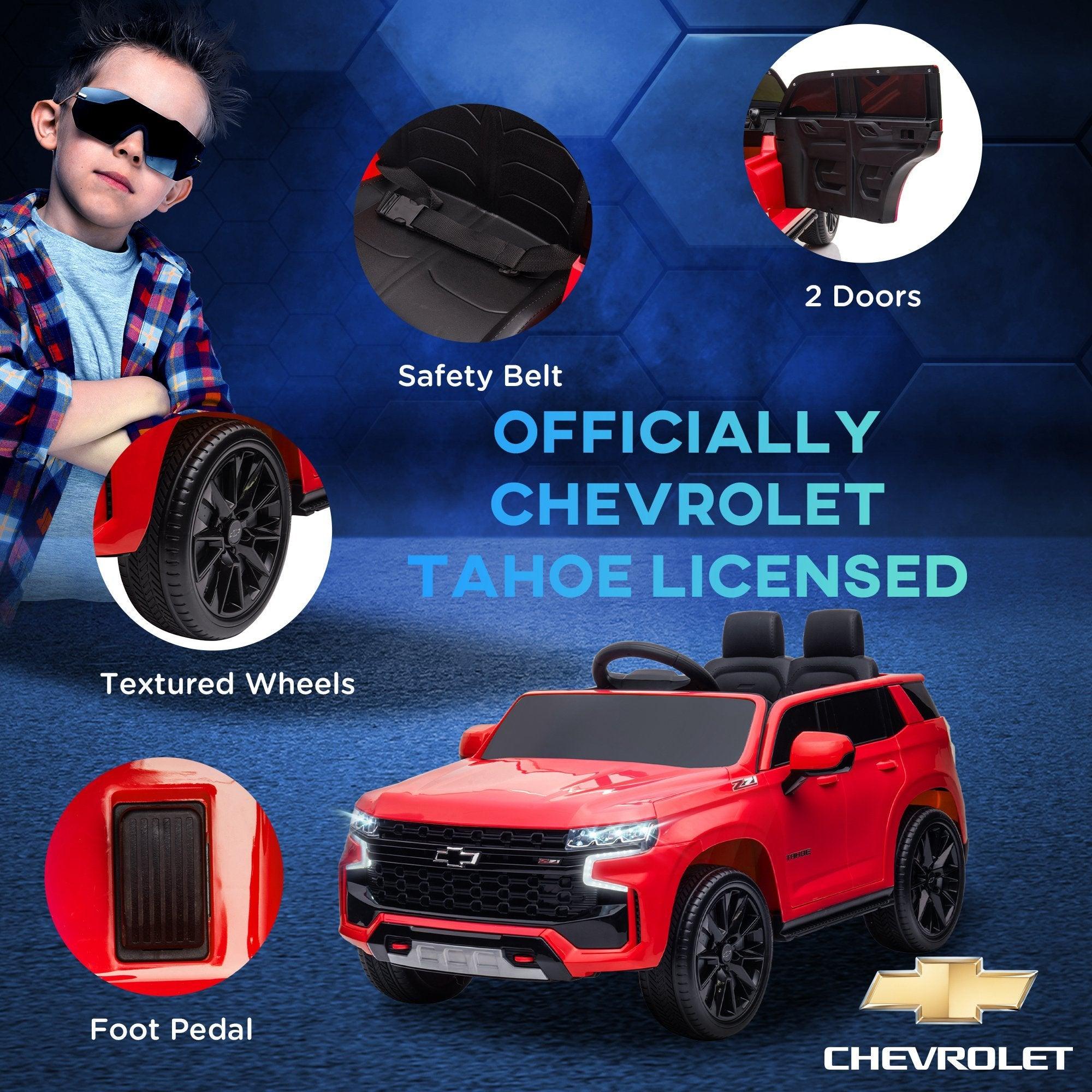Chevrolet TAHOE Licensed 12V Battery Powered Kids Electric Ride-On Car with Parent Remote Control, Music, Lights & Horn - Red Toy Car for Boys & Girls Ages 3-6 | Perfect for Birthday Gifts, Outdoor Play & Backyard Fun