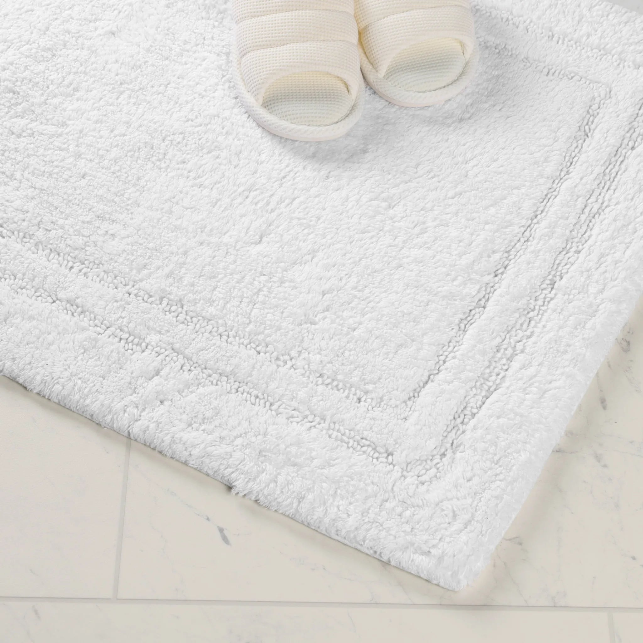 Non-Slip Cotton Bathroom Rug Set - 2 Piece Washable Absorbent Bath Mat with Anti-Skid Backing for Bathroom, Shower & Vanity Area