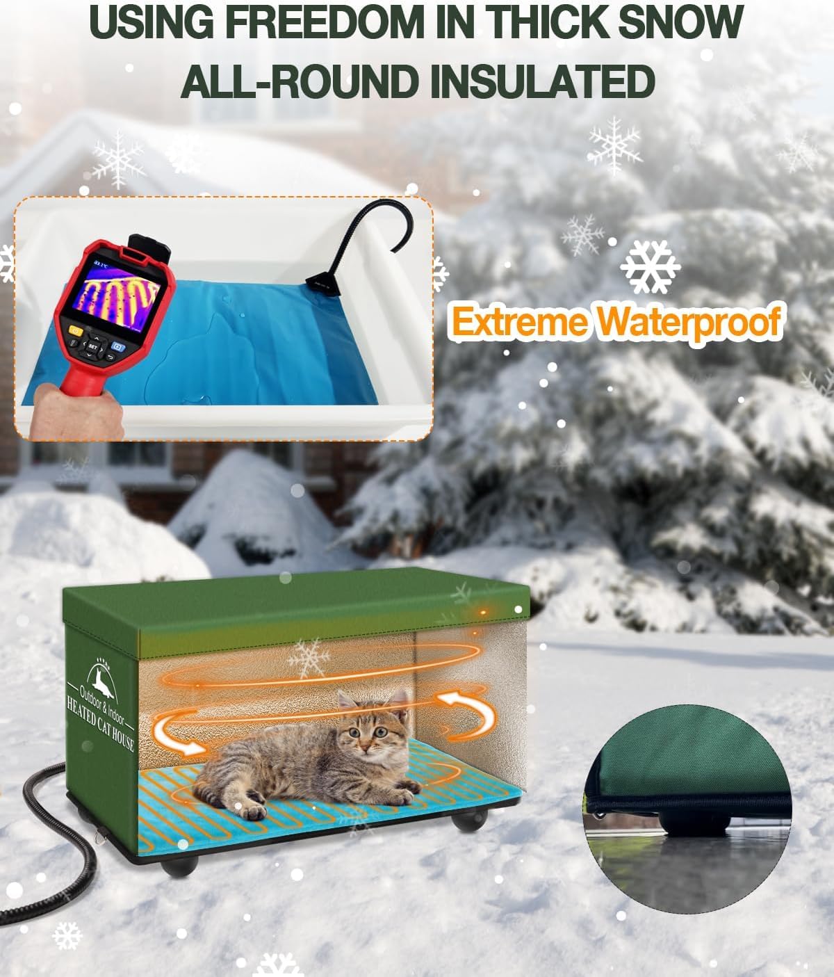 Heated Outdoor Cat House - Waterproof & Insulated Winter Shelter for Feral Cats with Pet Heating Pad | Weatherproof Warm Kitty Bed for Stray, Barn & Outdoor Cats in Cold Weather | Perfect for Backyard, Porch & Garage Use